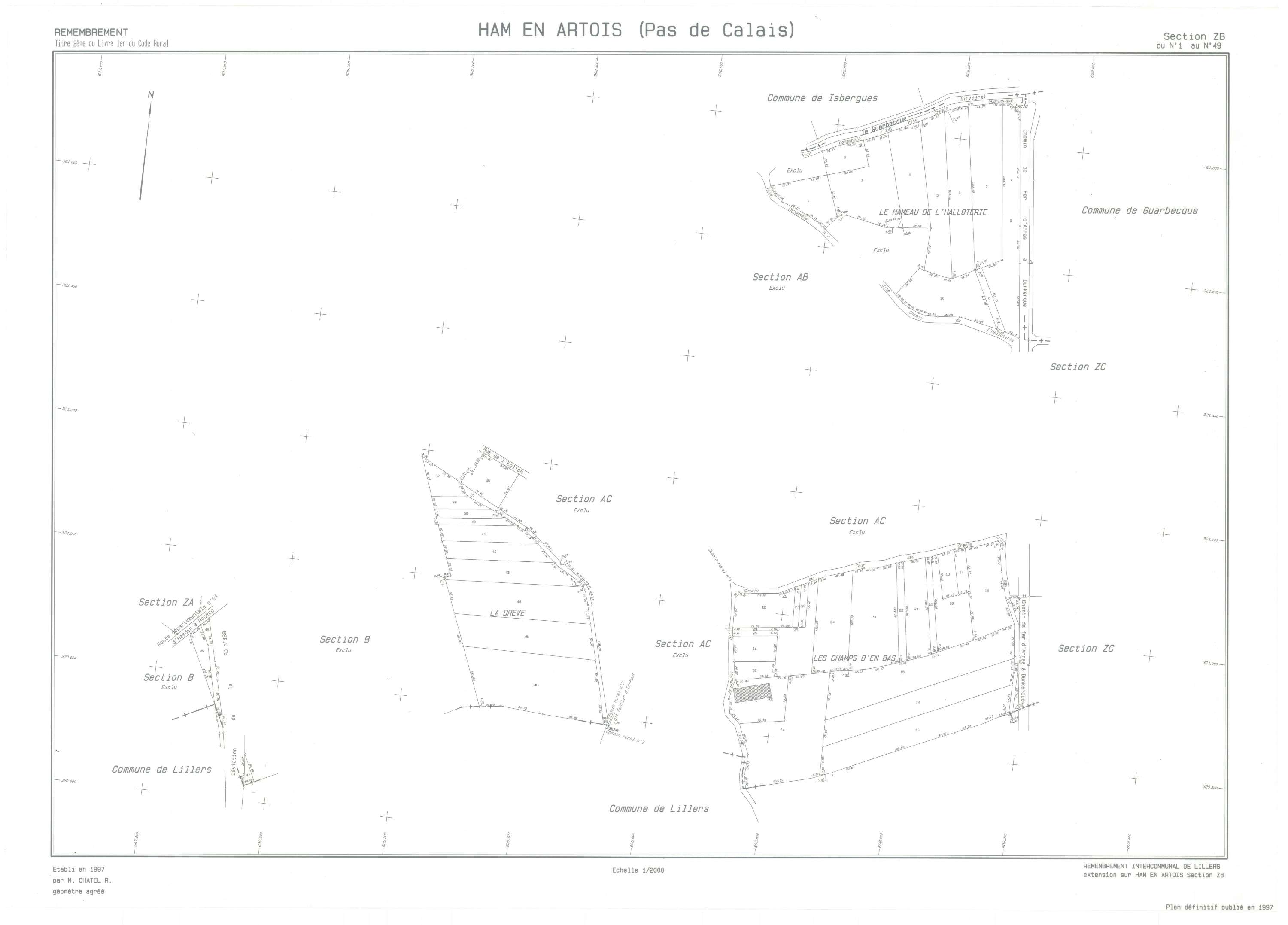 Ham-en-Artois - Plan de remembrement : section ZB.