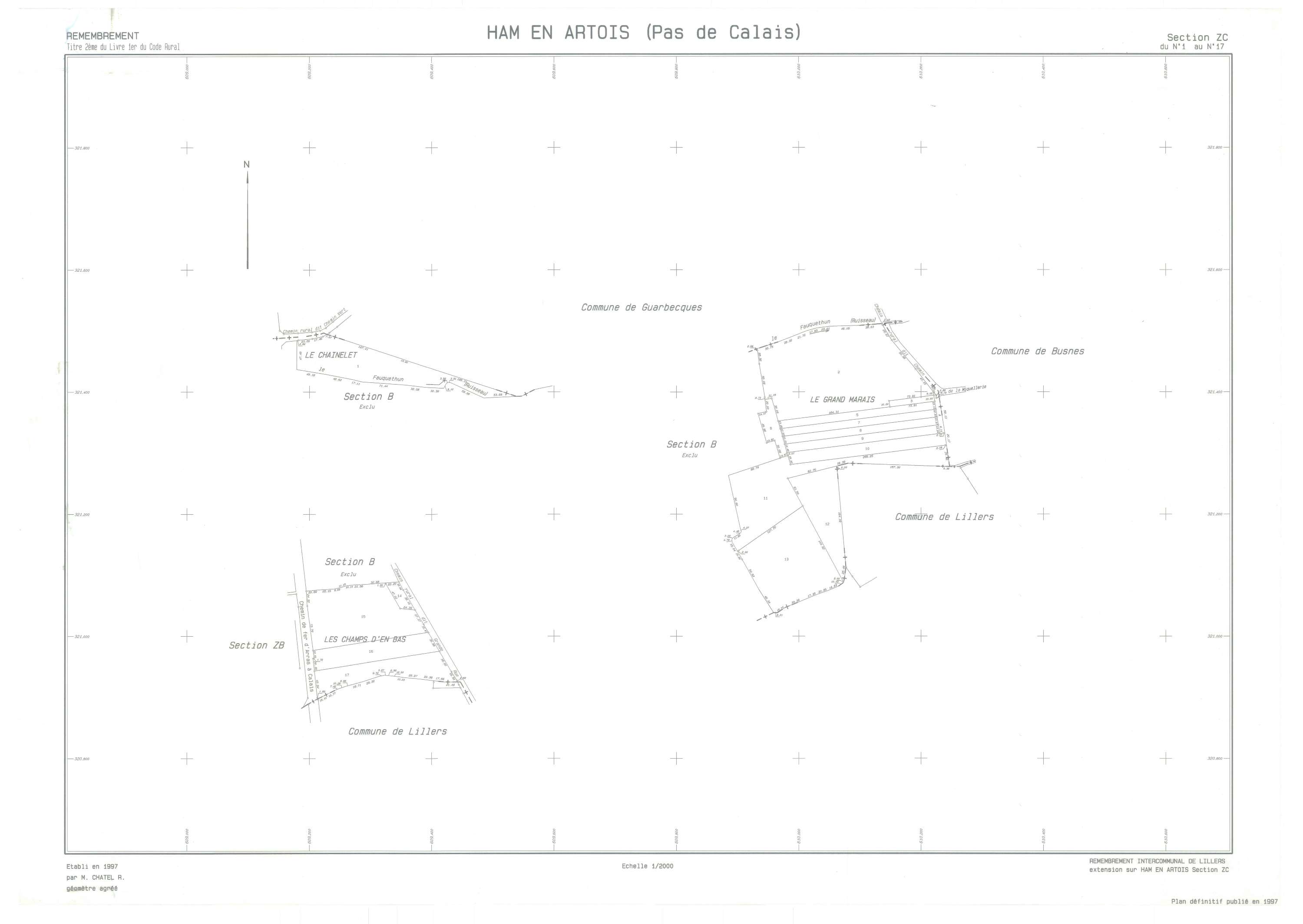 Ham-en-Artois - Plan de remembrement : section ZC.