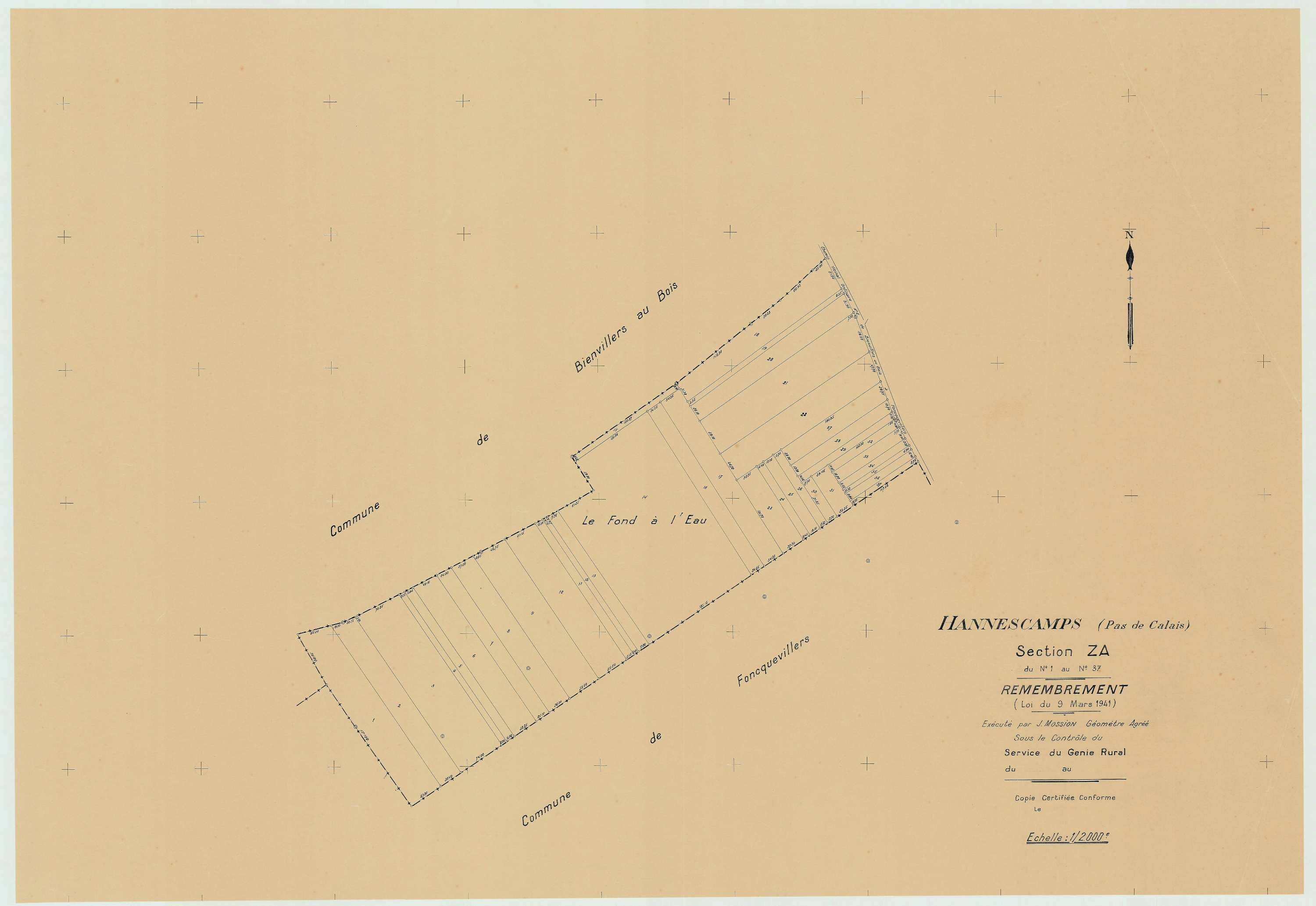 Hannescamps - Plan de remembrement : section ZA.