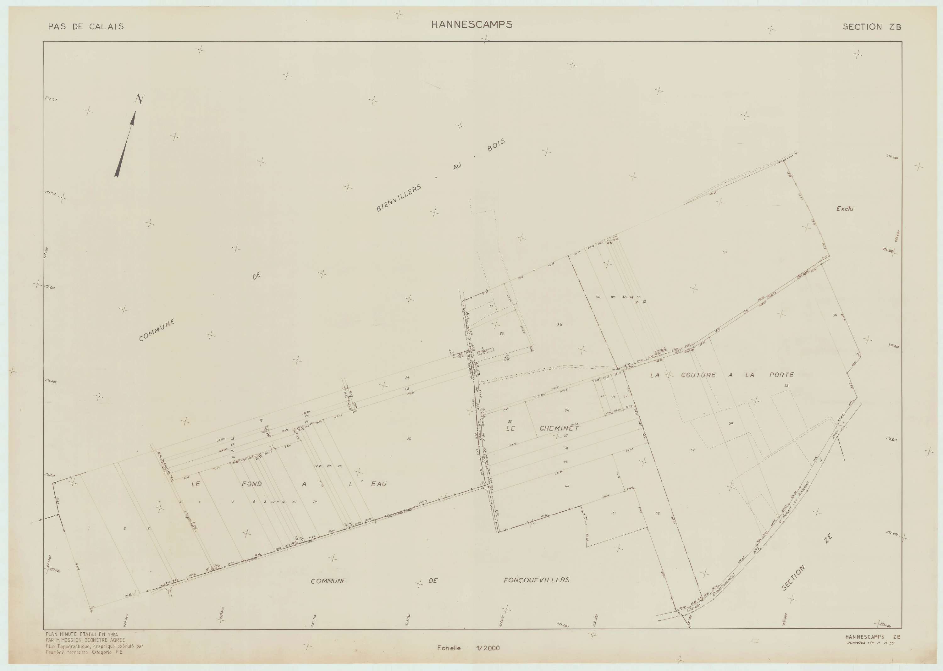 Hannescamps - Plan de remembrement : section ZB.