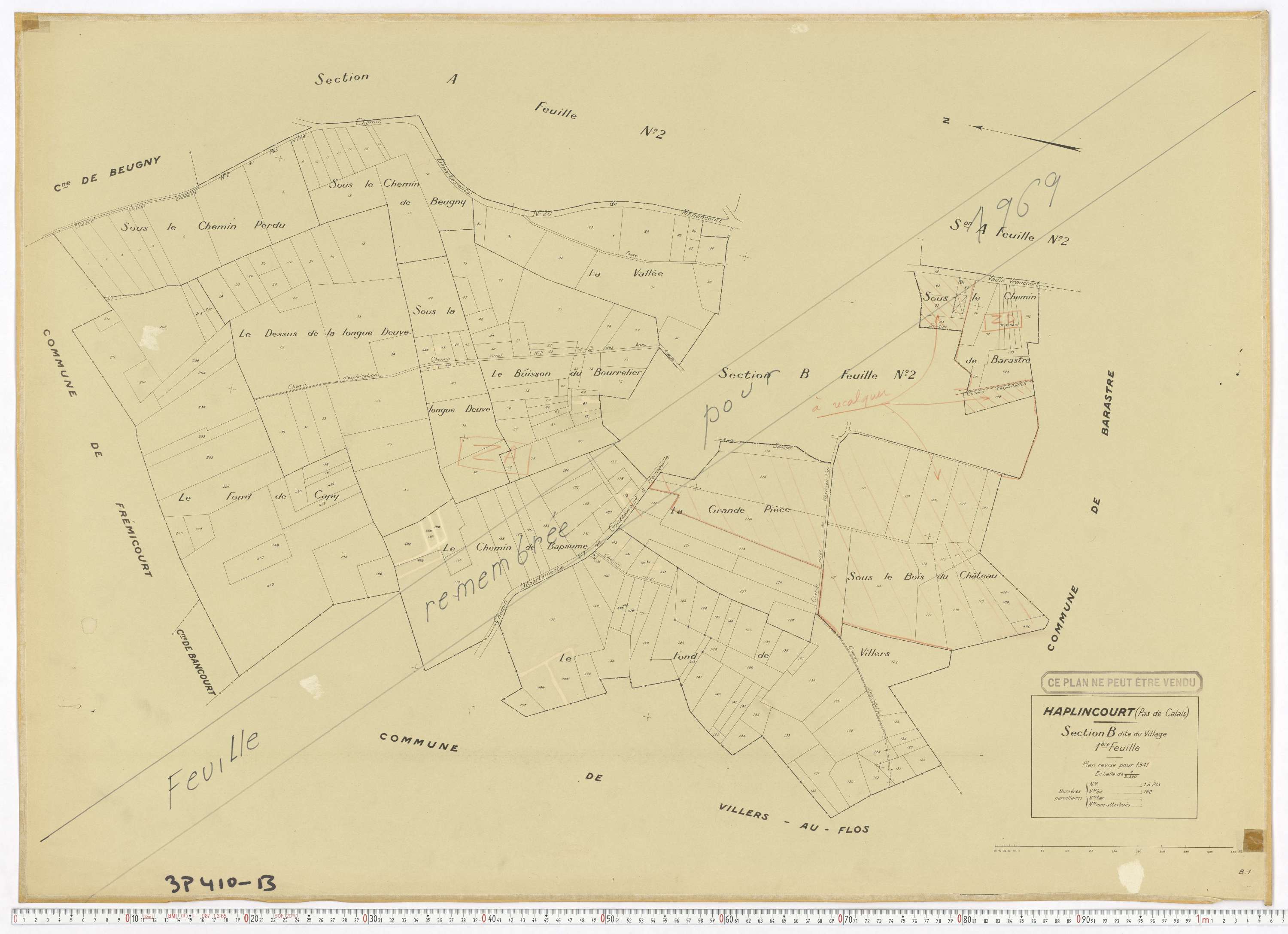 Haplincourt - Section B, feuille 1.