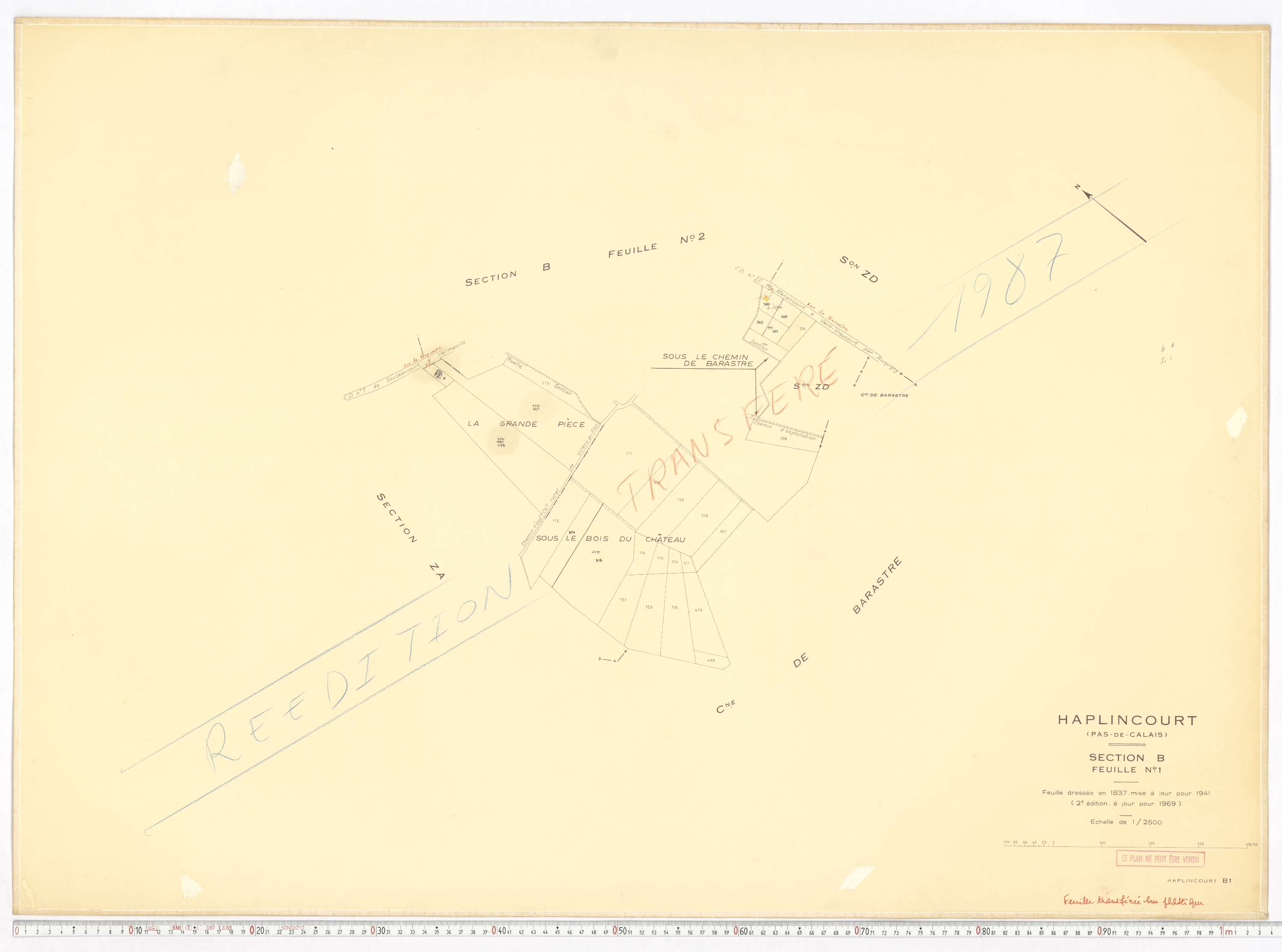 Haplincourt - Section B, feuille 1.
