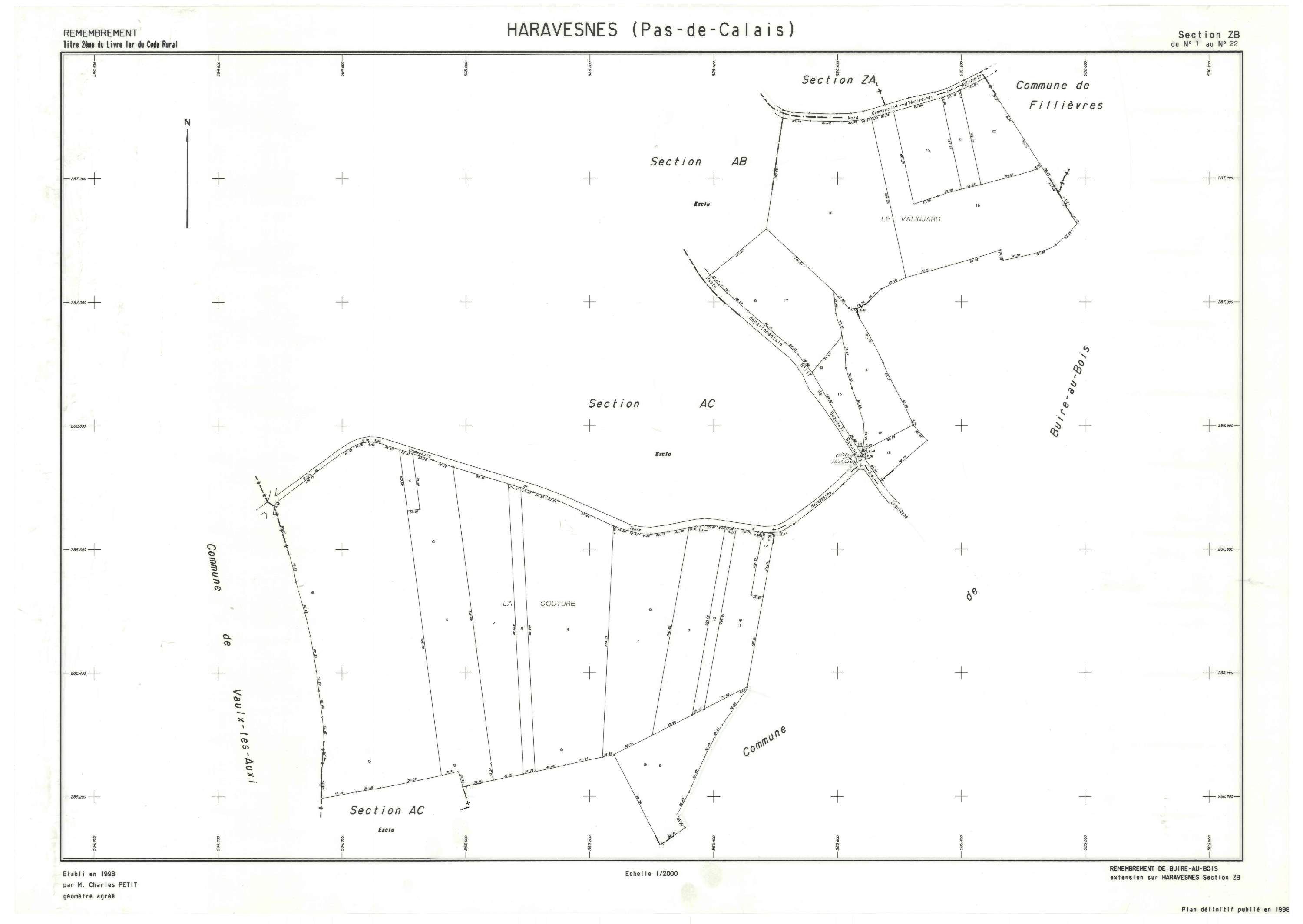 Haravesnes - Plan de remembrement : section ZB.