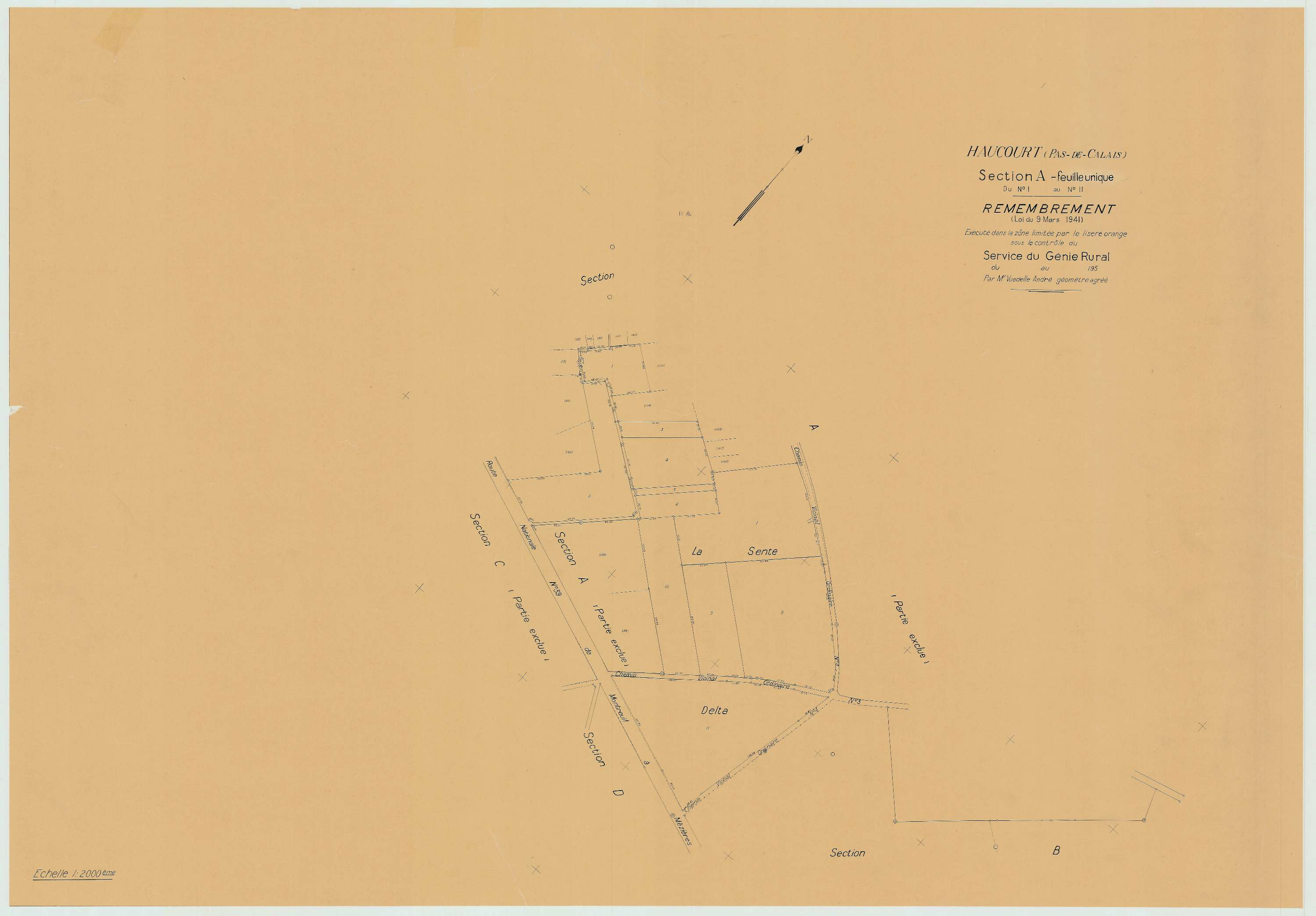 Haucourt - Plan de remembrement : section AB.
