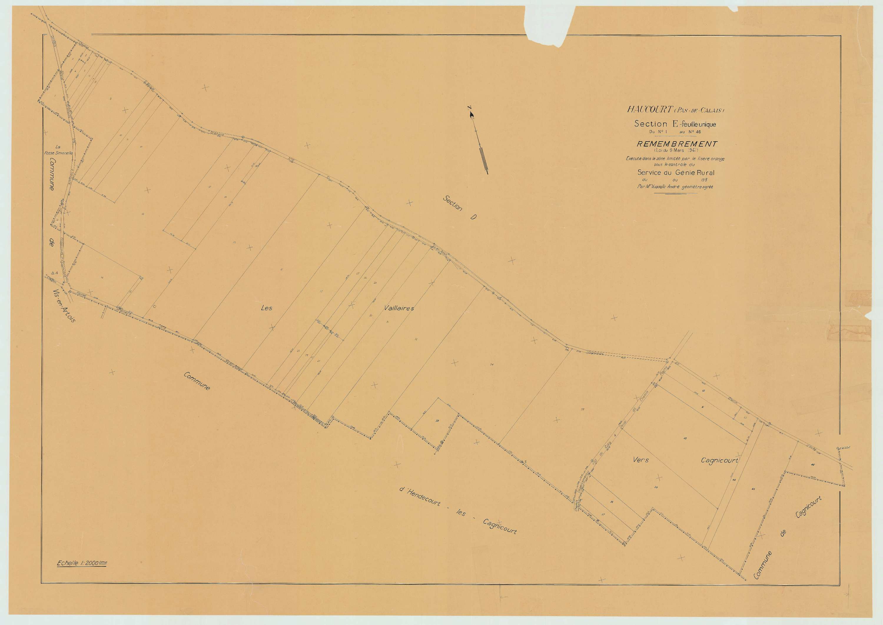Haucourt - Plan de remembrement : section E.