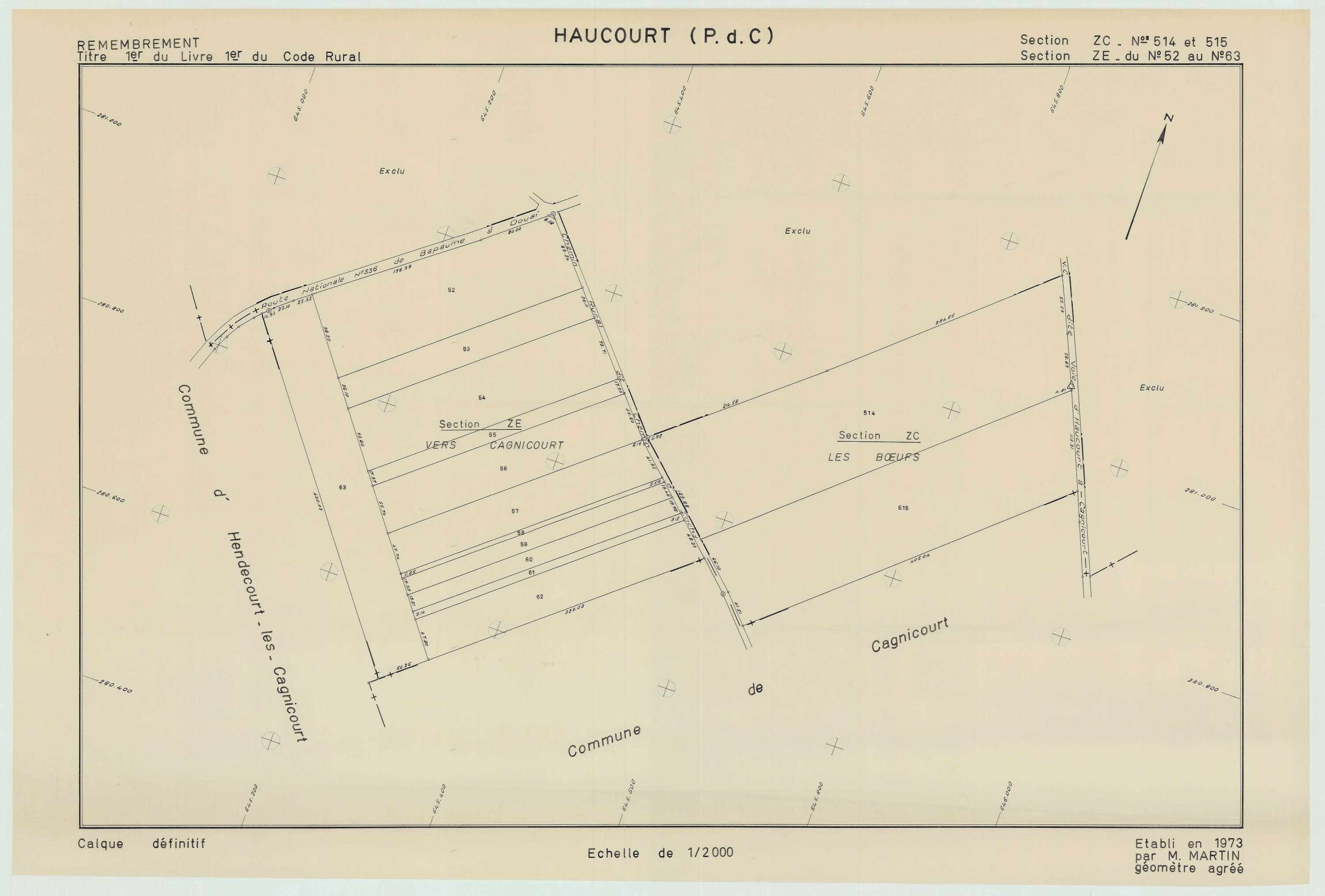 Haucourt - Plan de remembrement : section ZC.