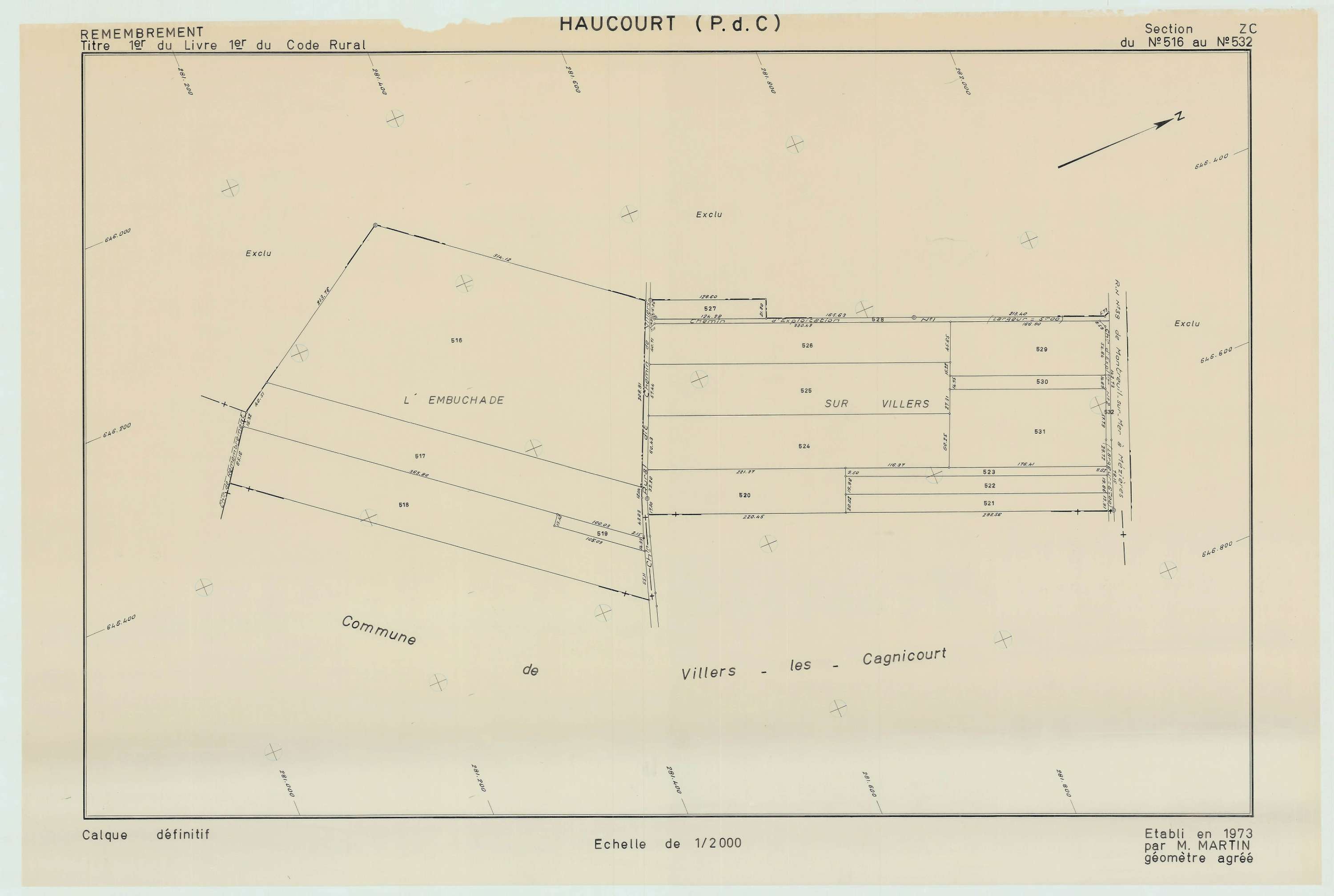 Haucourt - Plan de remembrement : section ZC.