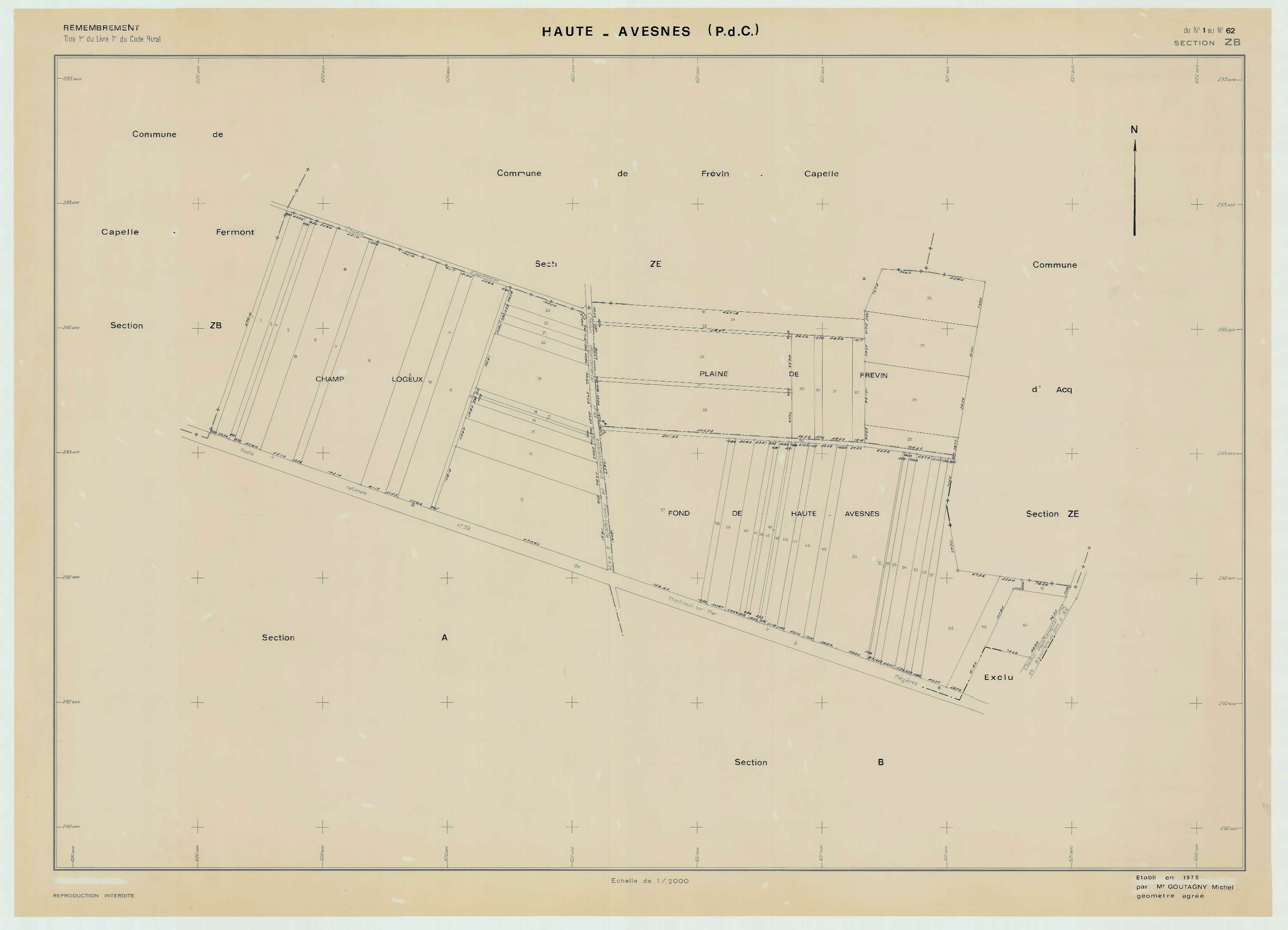 Haute-Avesnes - Plan de remembrement : section ZA.