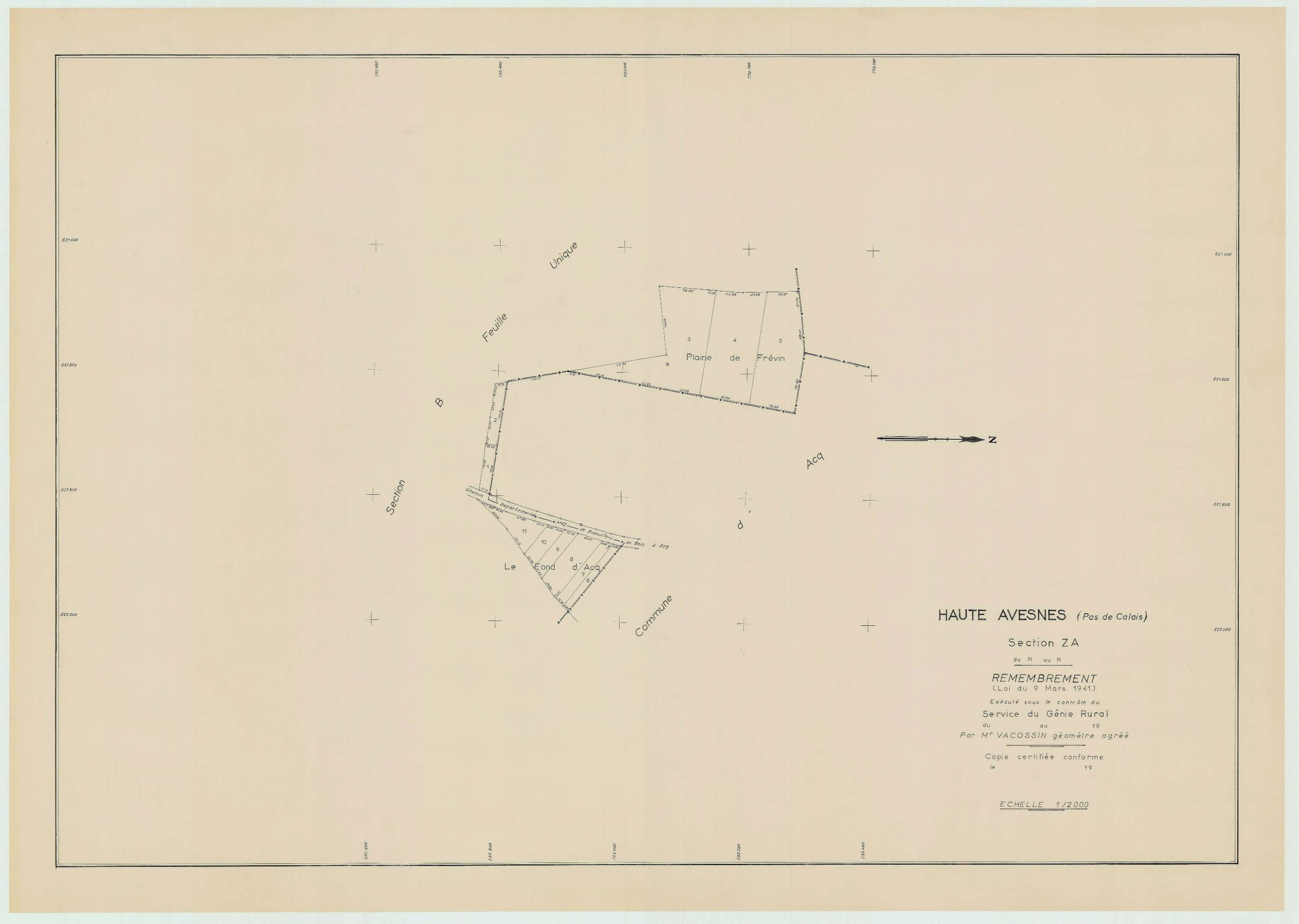 Haute-Avesnes - Plan de remembrement : section ZB.