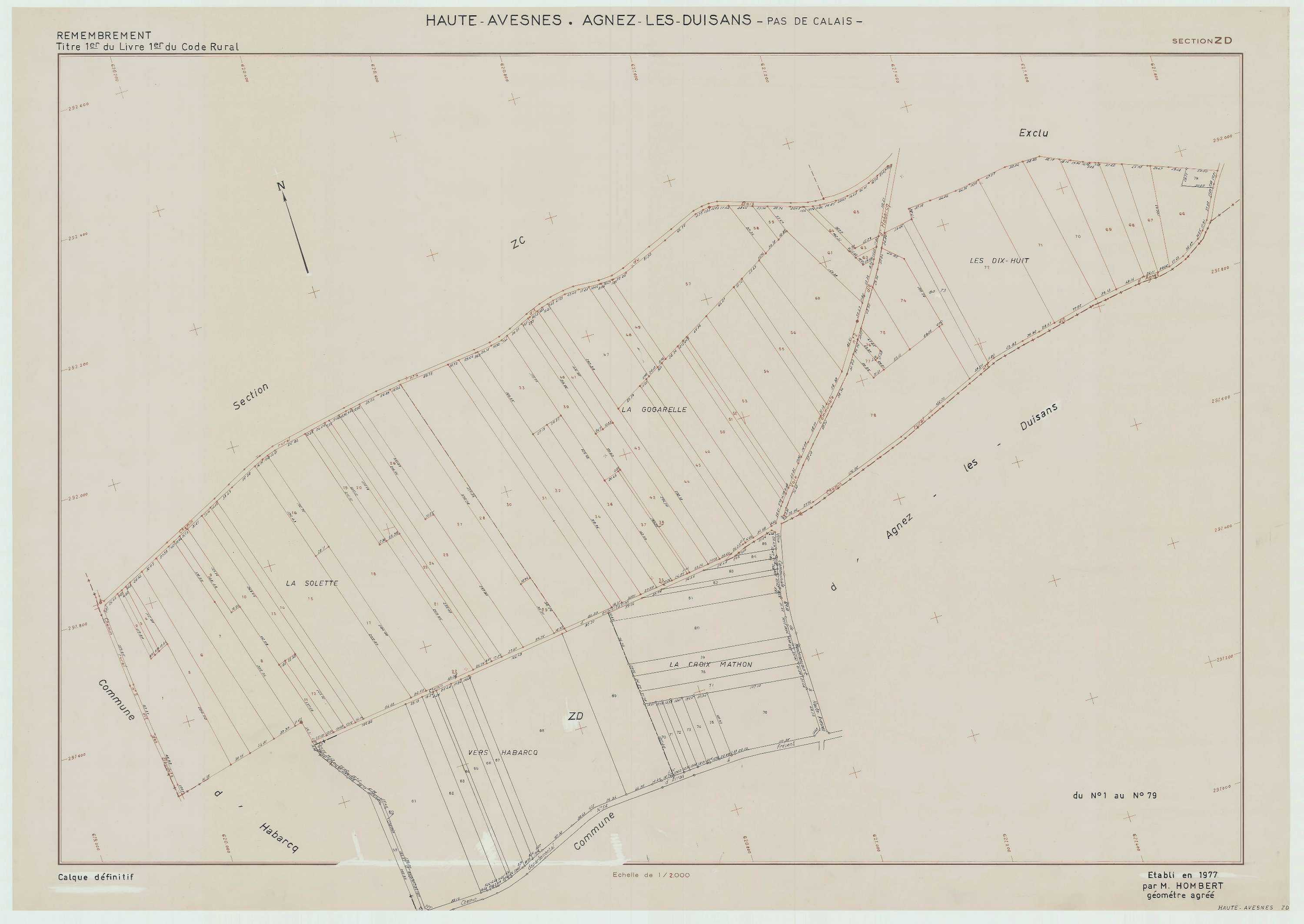 Haute-Avesnes - Plan de remembrement : section ZD.