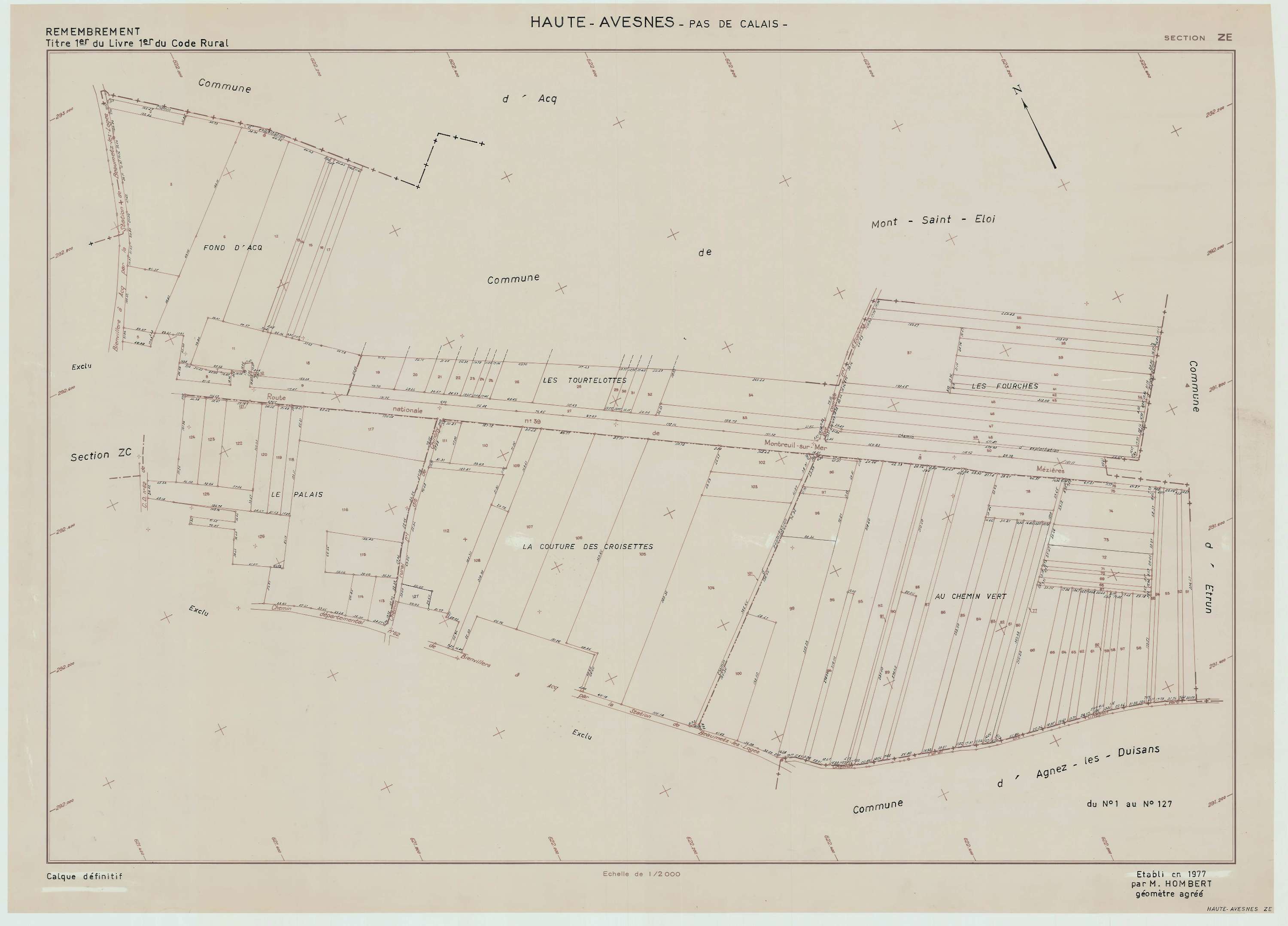 Haute-Avesnes - Plan de remembrement : section ZE.