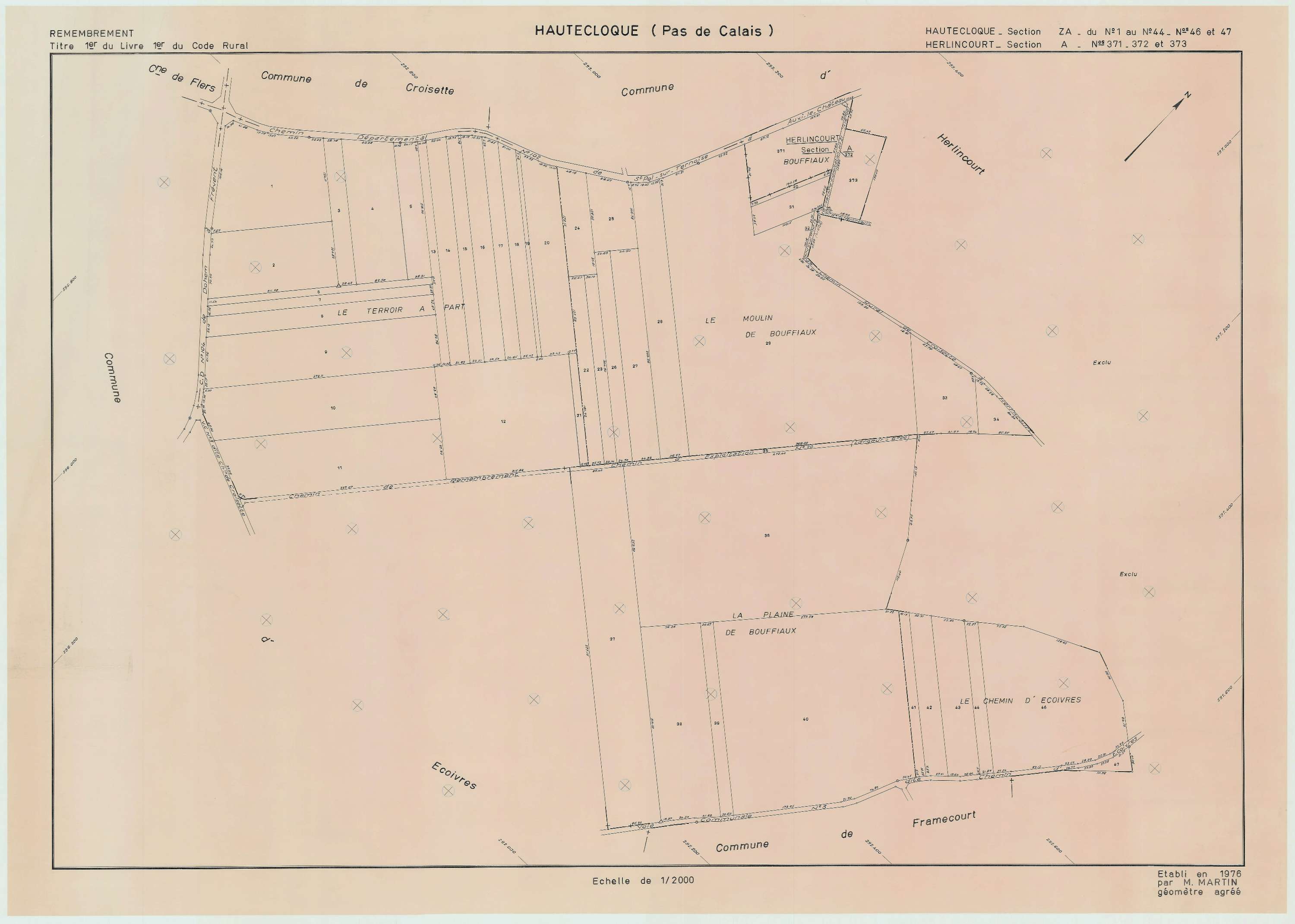 Hautecloque - Plan de remembrement : section ZA.