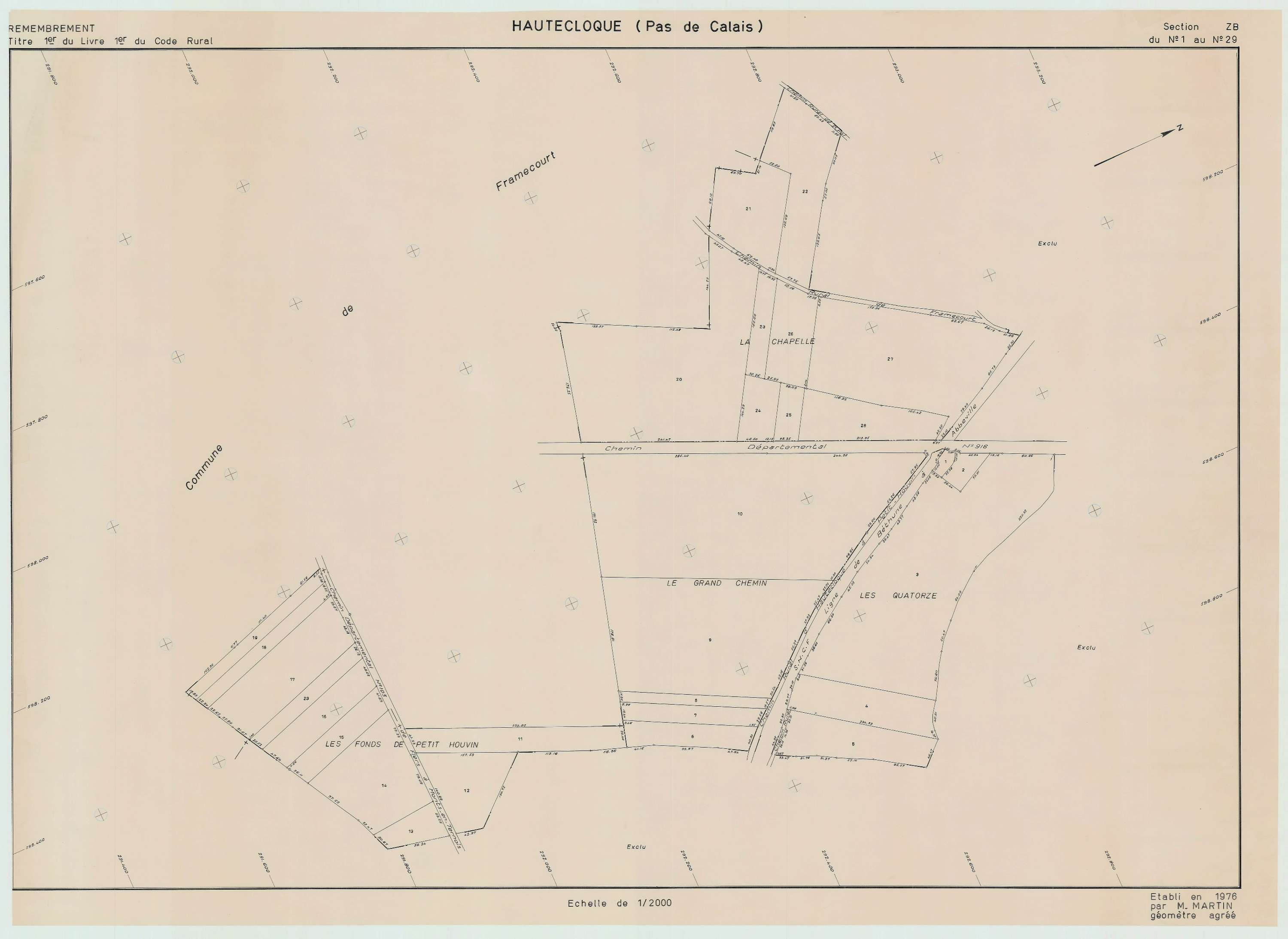 Hautecloque - Plan de remembrement : section ZB.