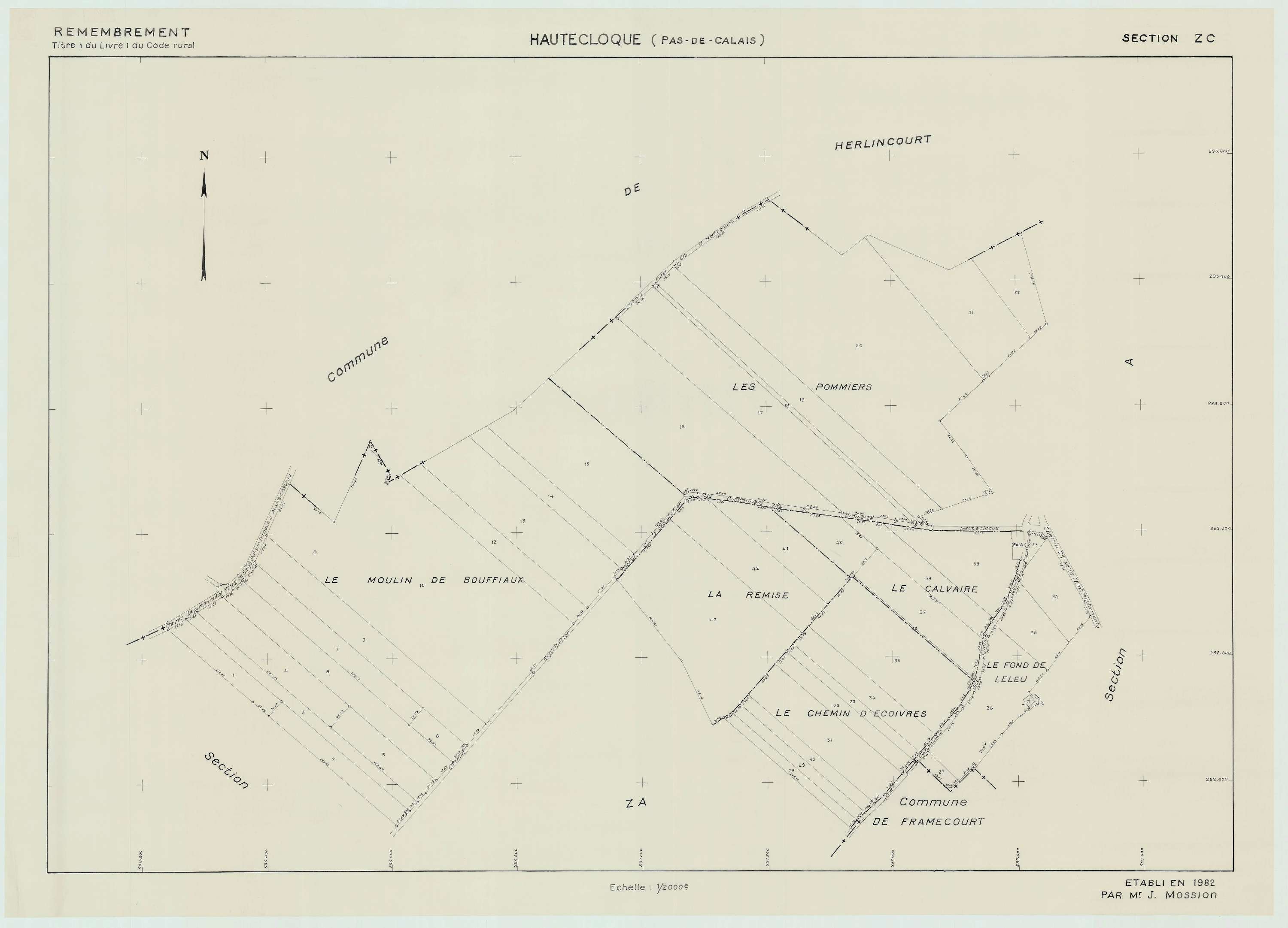 Hautecloque - Plan de remembrement : section ZC.