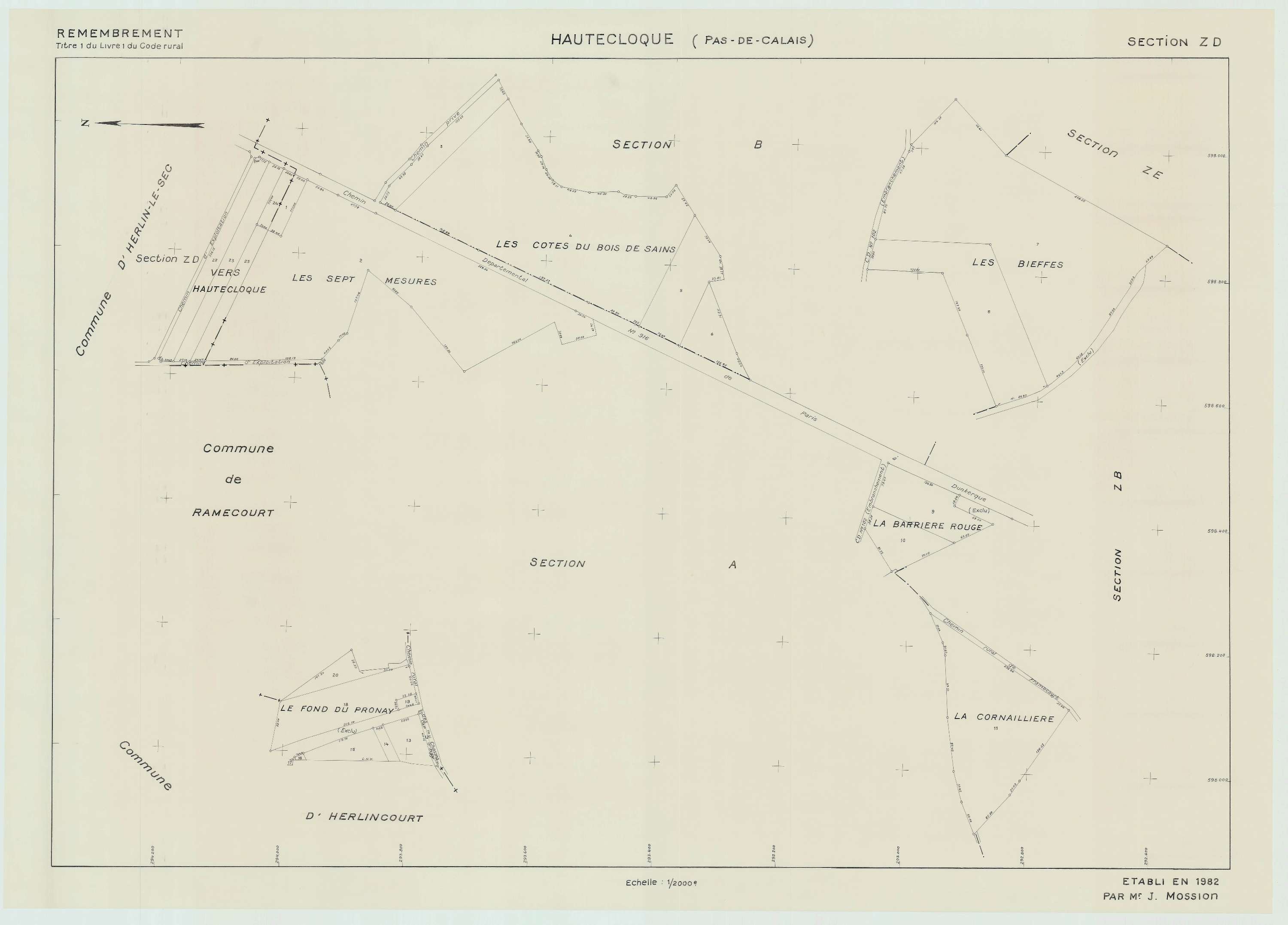 Hautecloque - Plan de remembrement : section ZD.