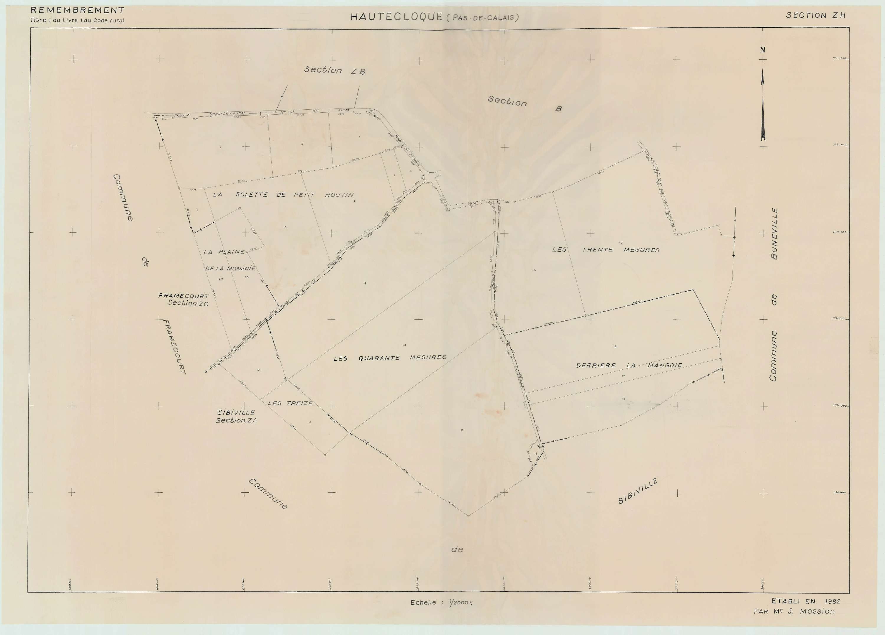 Hautecloque - Plan de remembrement : section ZH.
