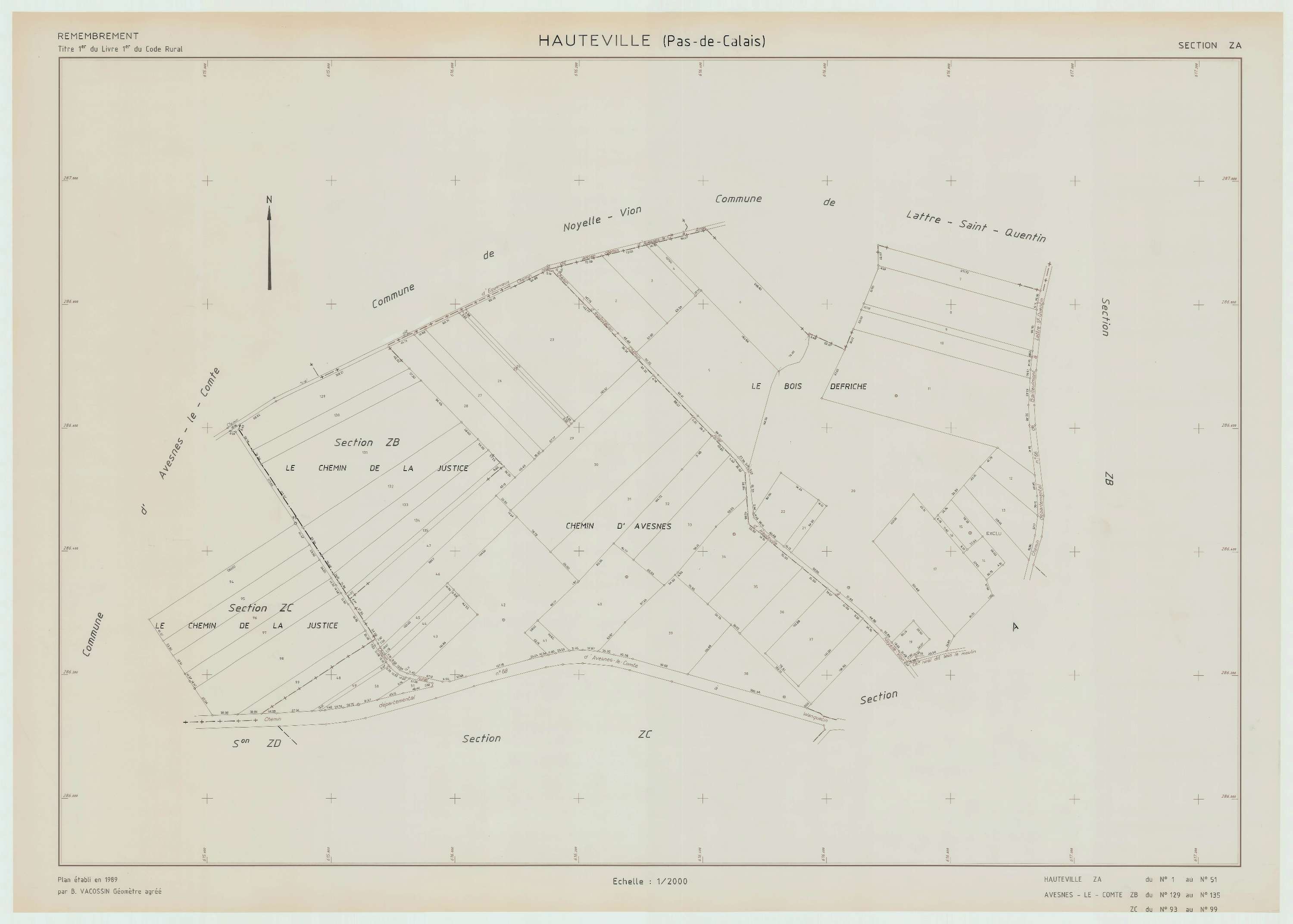Hauteville - Plan de remembrement : section ZA.