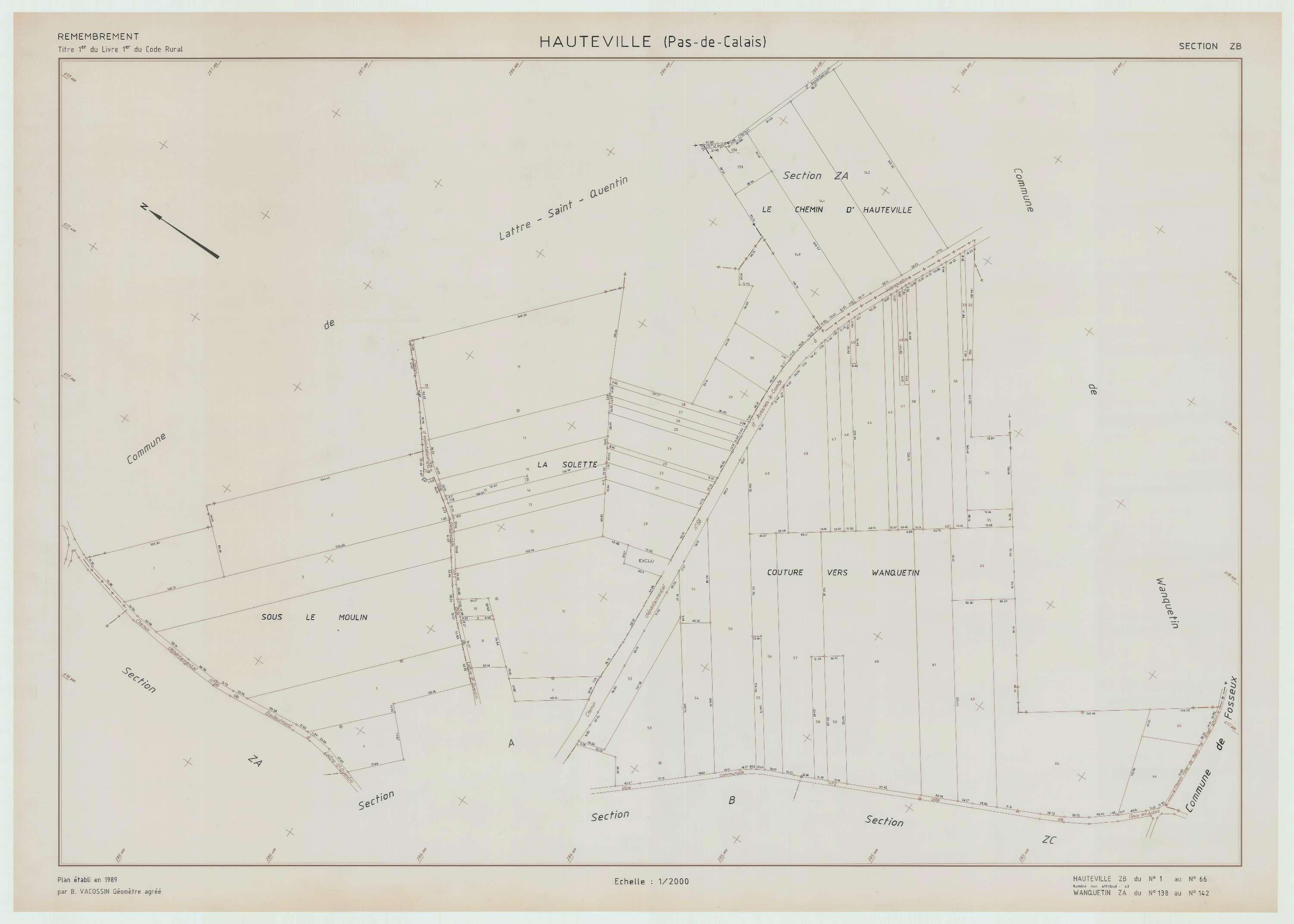 Hauteville - Plan de remembrement : section ZB.