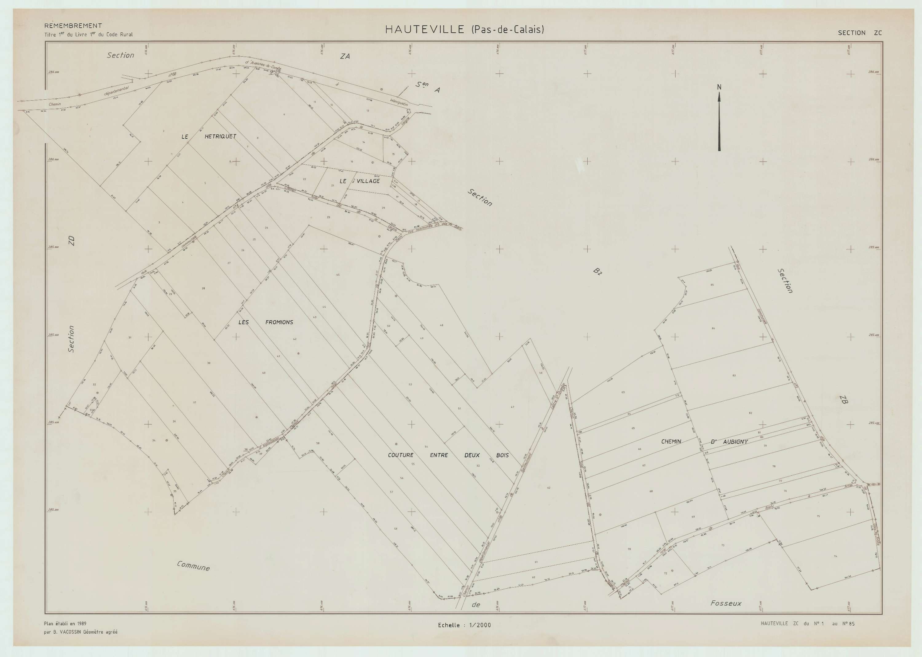 Hauteville - Plan de remembrement : section ZC.