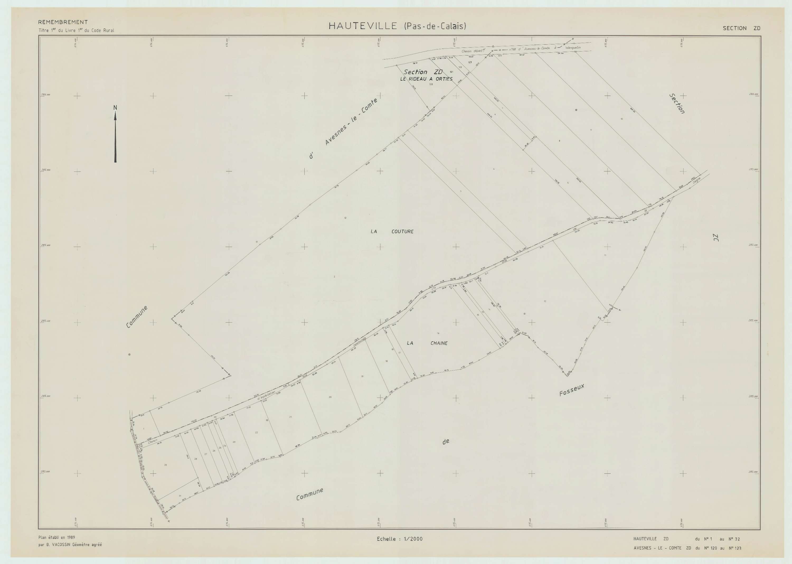 Hauteville - Plan de remembrement : section ZD.