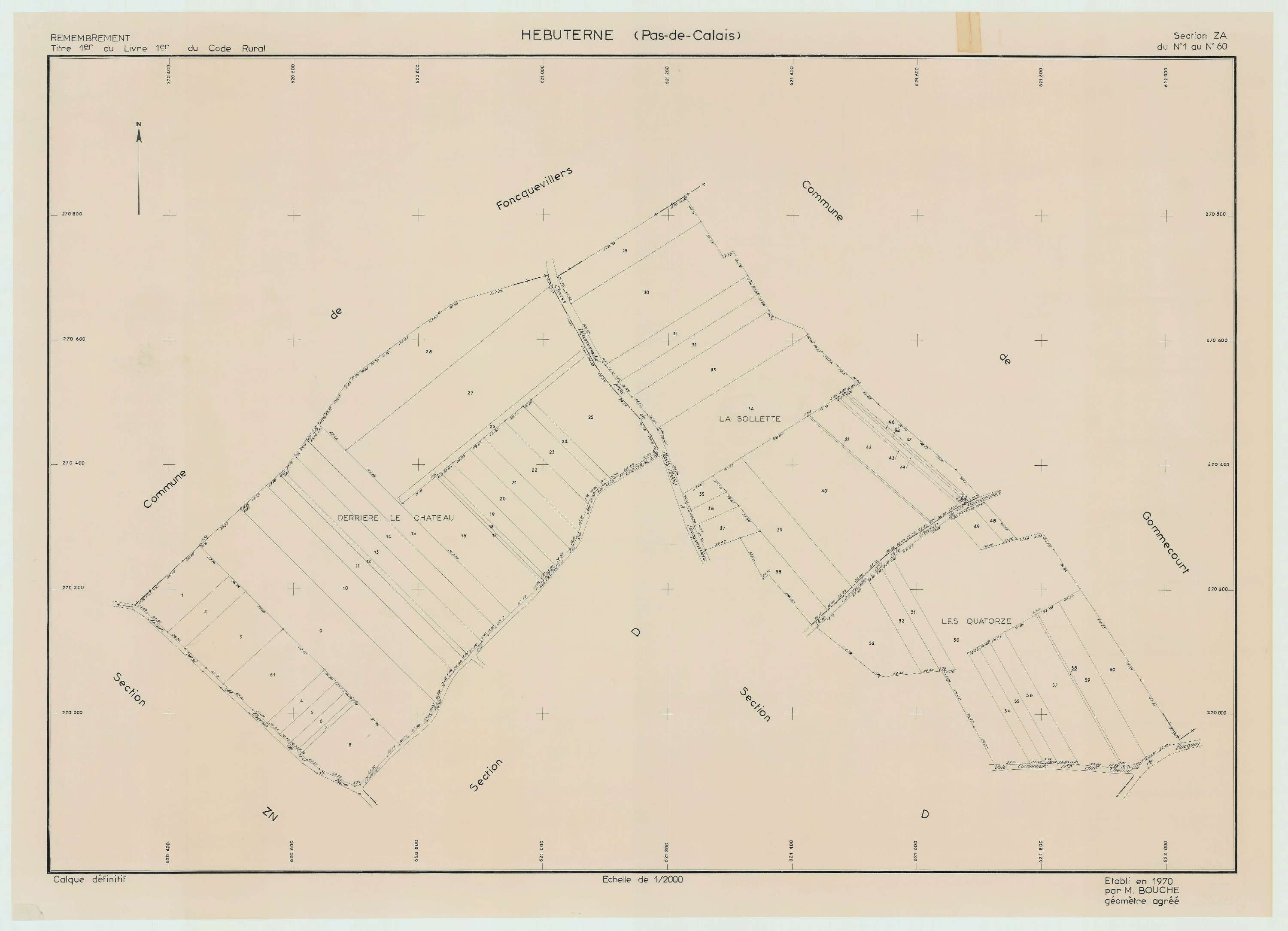Hébuterne - Plan de remembrement : section ZA.
