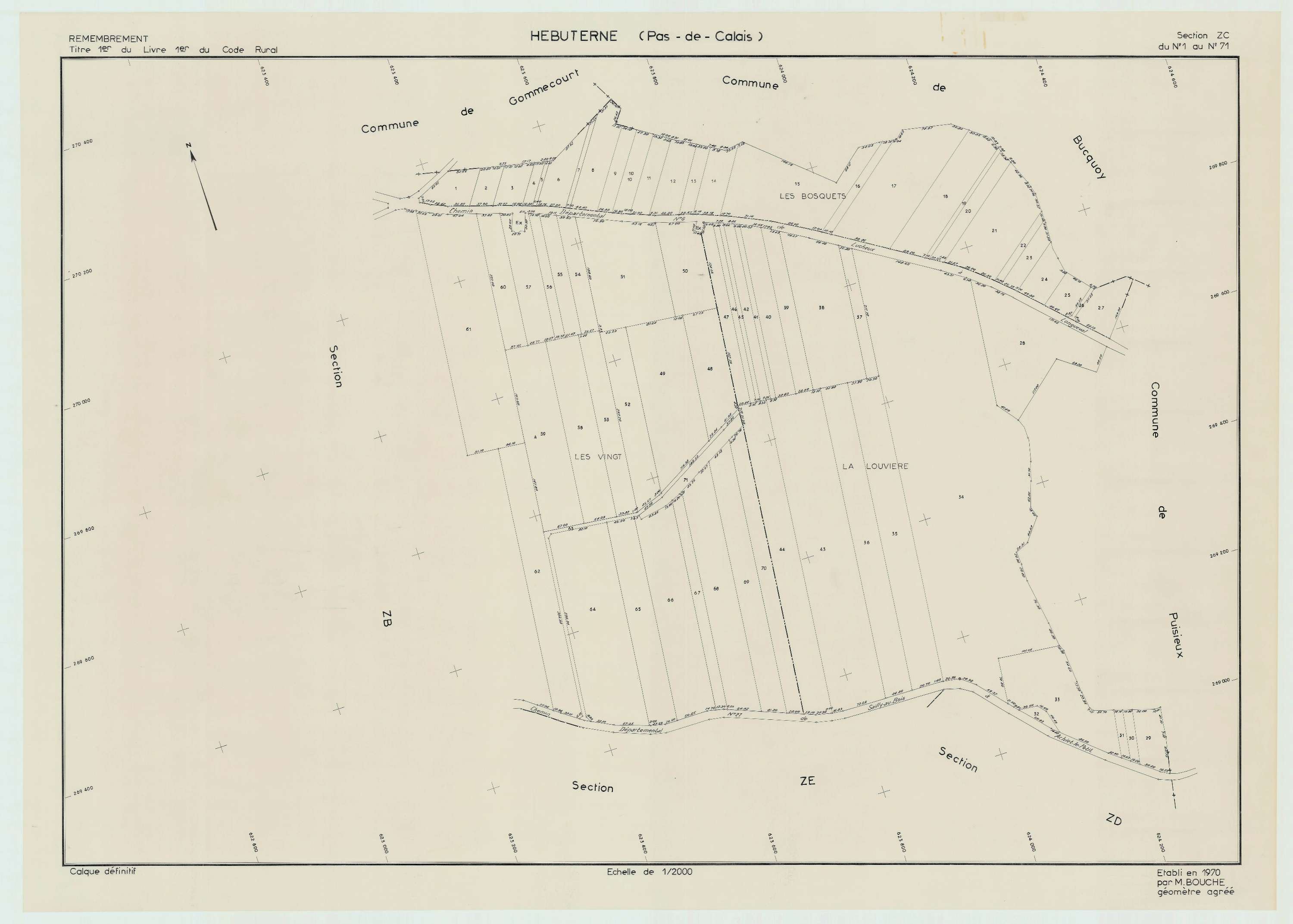 Hébuterne - Plan de remembrement : section ZC.