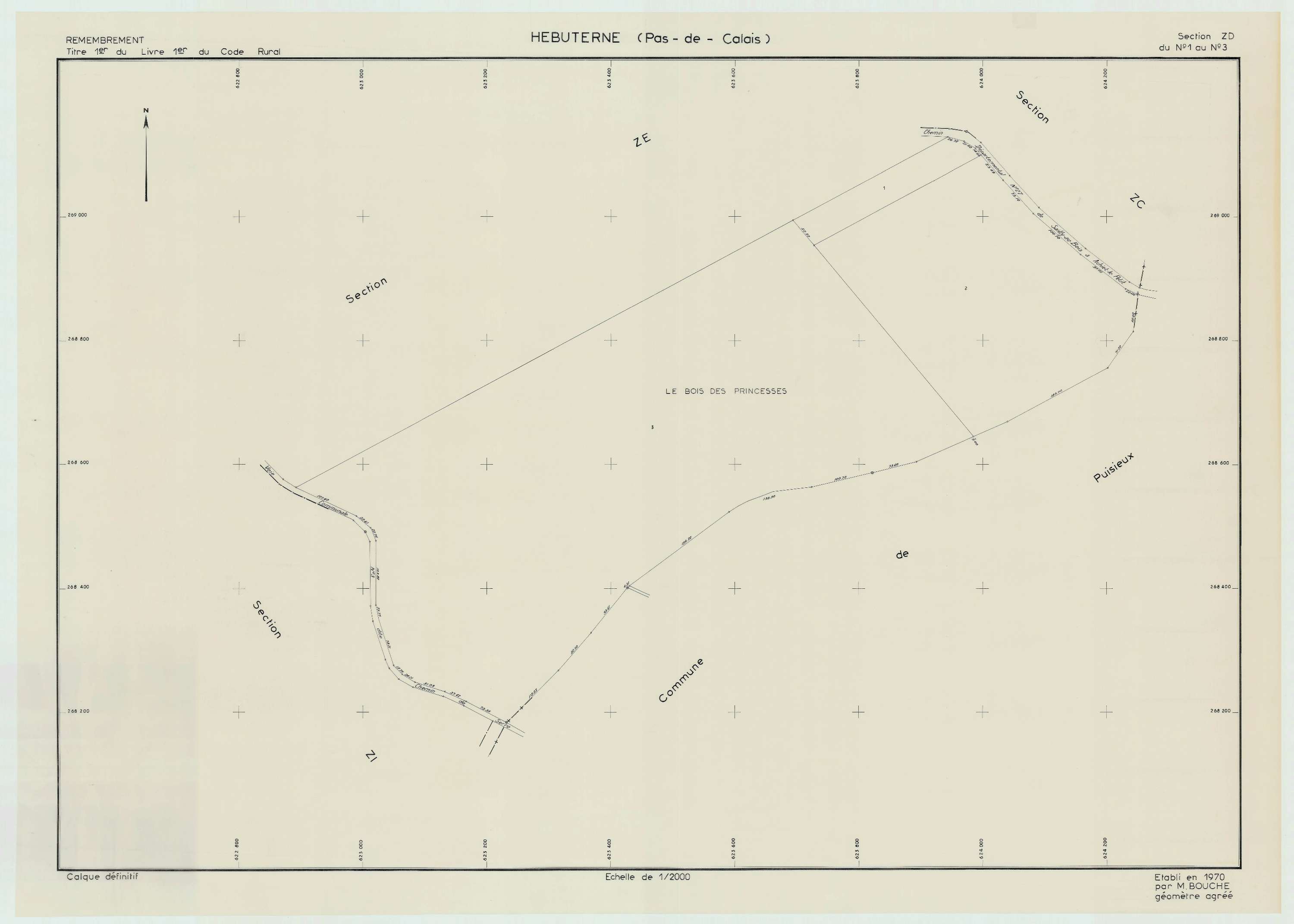 Hébuterne - Plan de remembrement : section ZD.