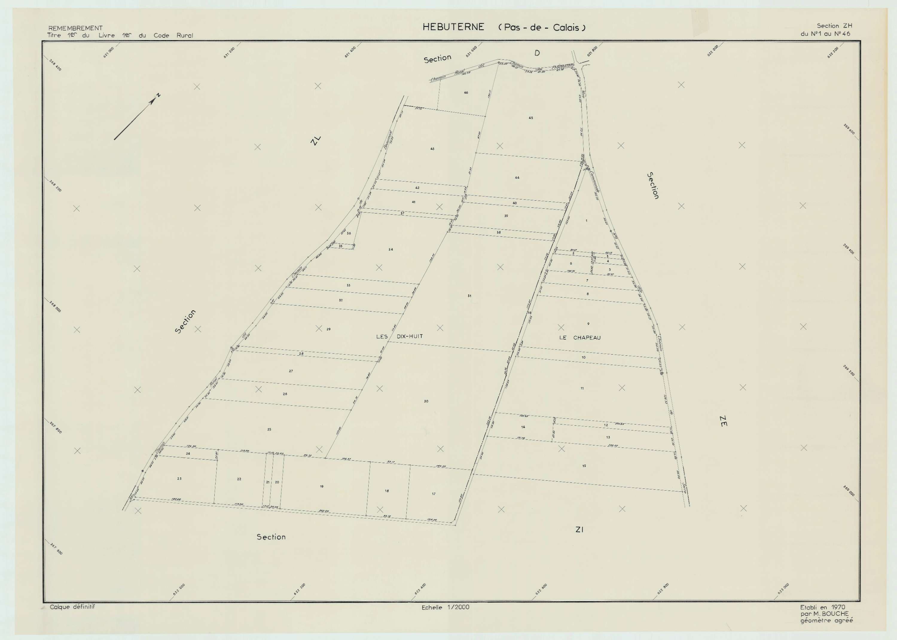 Hébuterne - Plan de remembrement : section ZH.