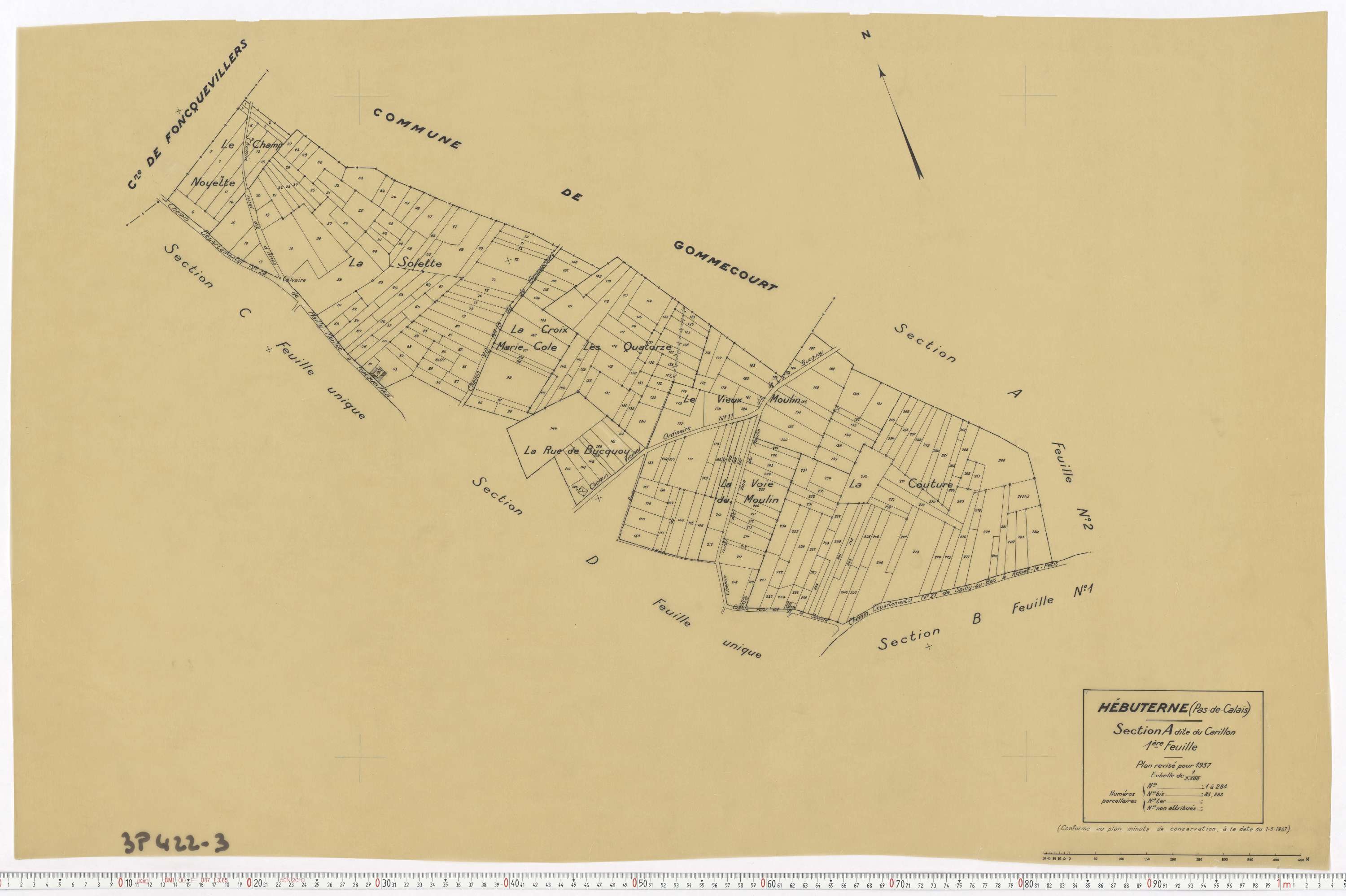 Hébuterne - Section A, feuille 1.