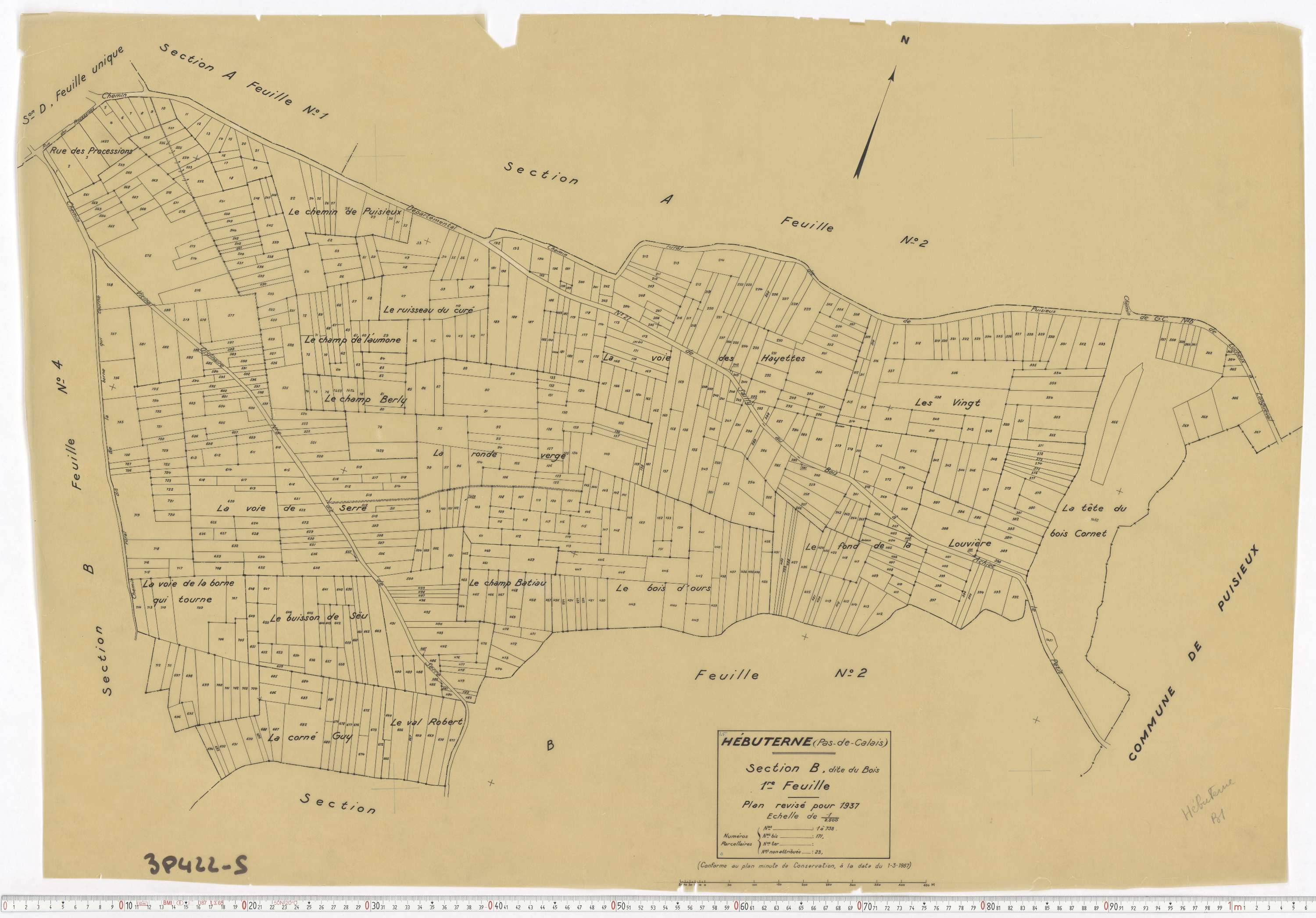 Hébuterne - Section B, feuille 1.