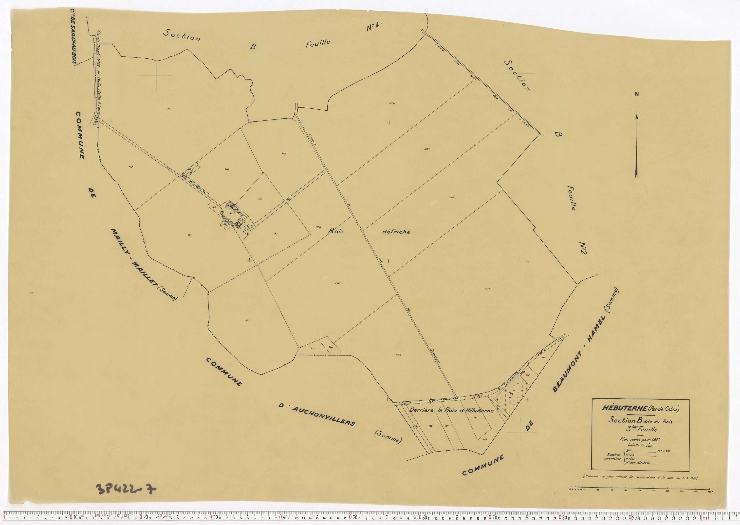 Hébuterne - Section B, feuille 3.