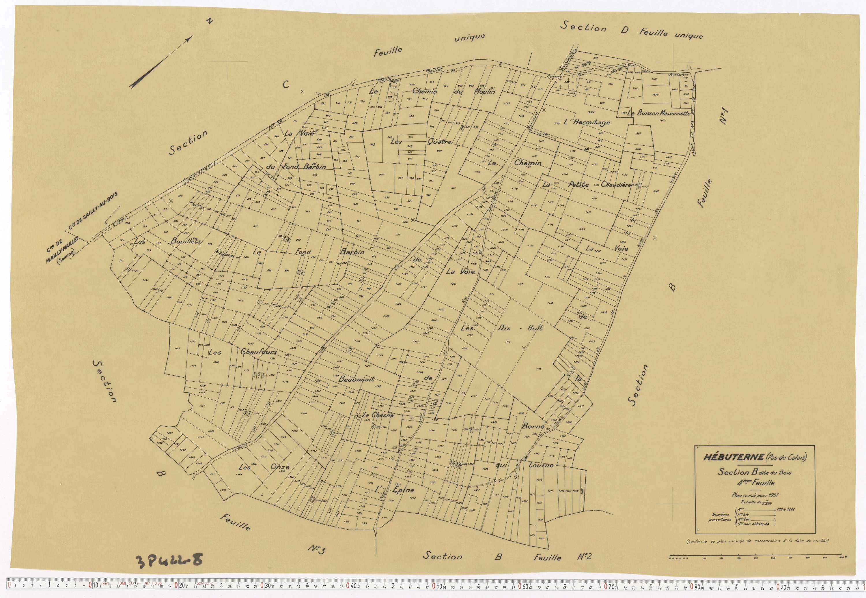 Hébuterne - Section B, feuille 4.