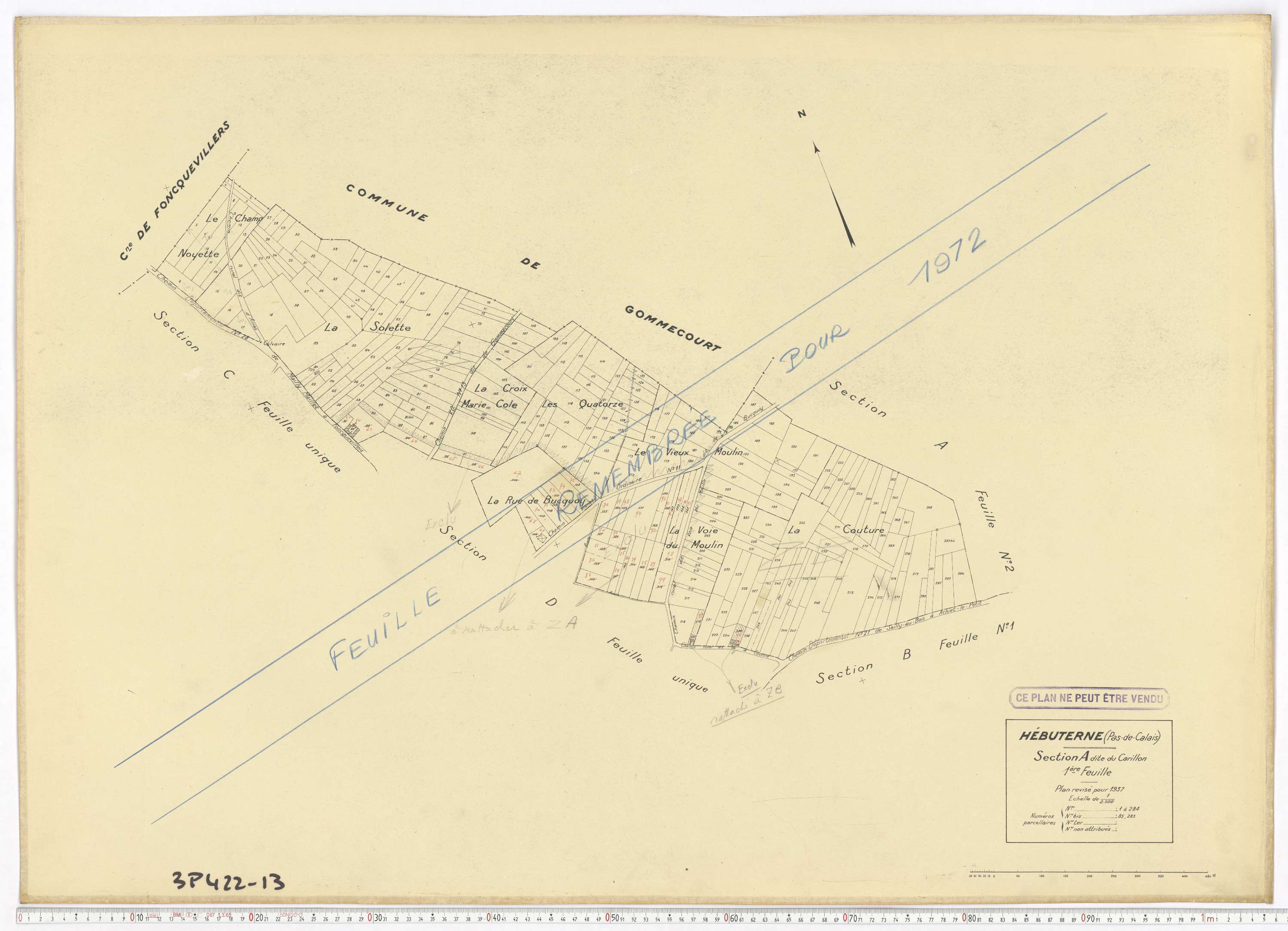 Hébuterne - Section A, feuille 1.