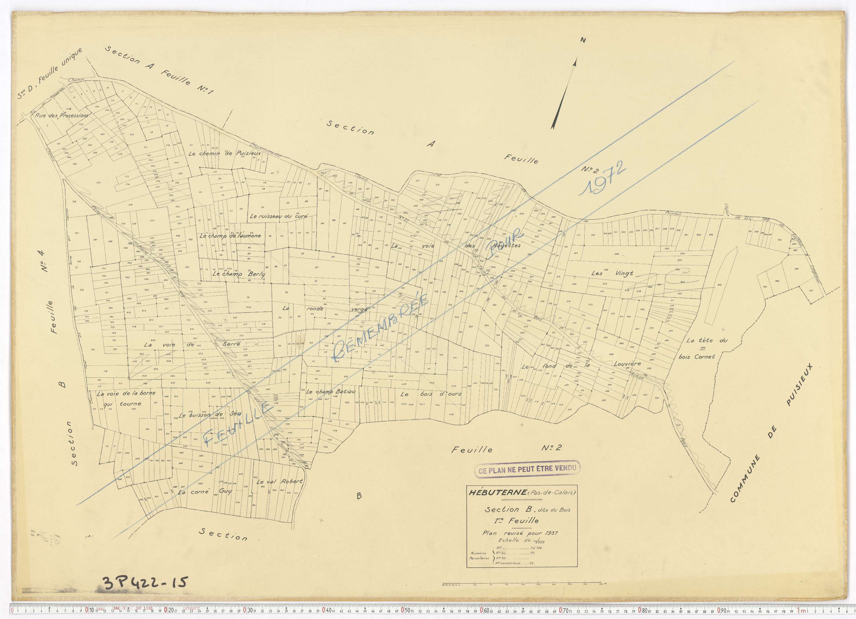 Hébuterne - Section B, feuille 1.