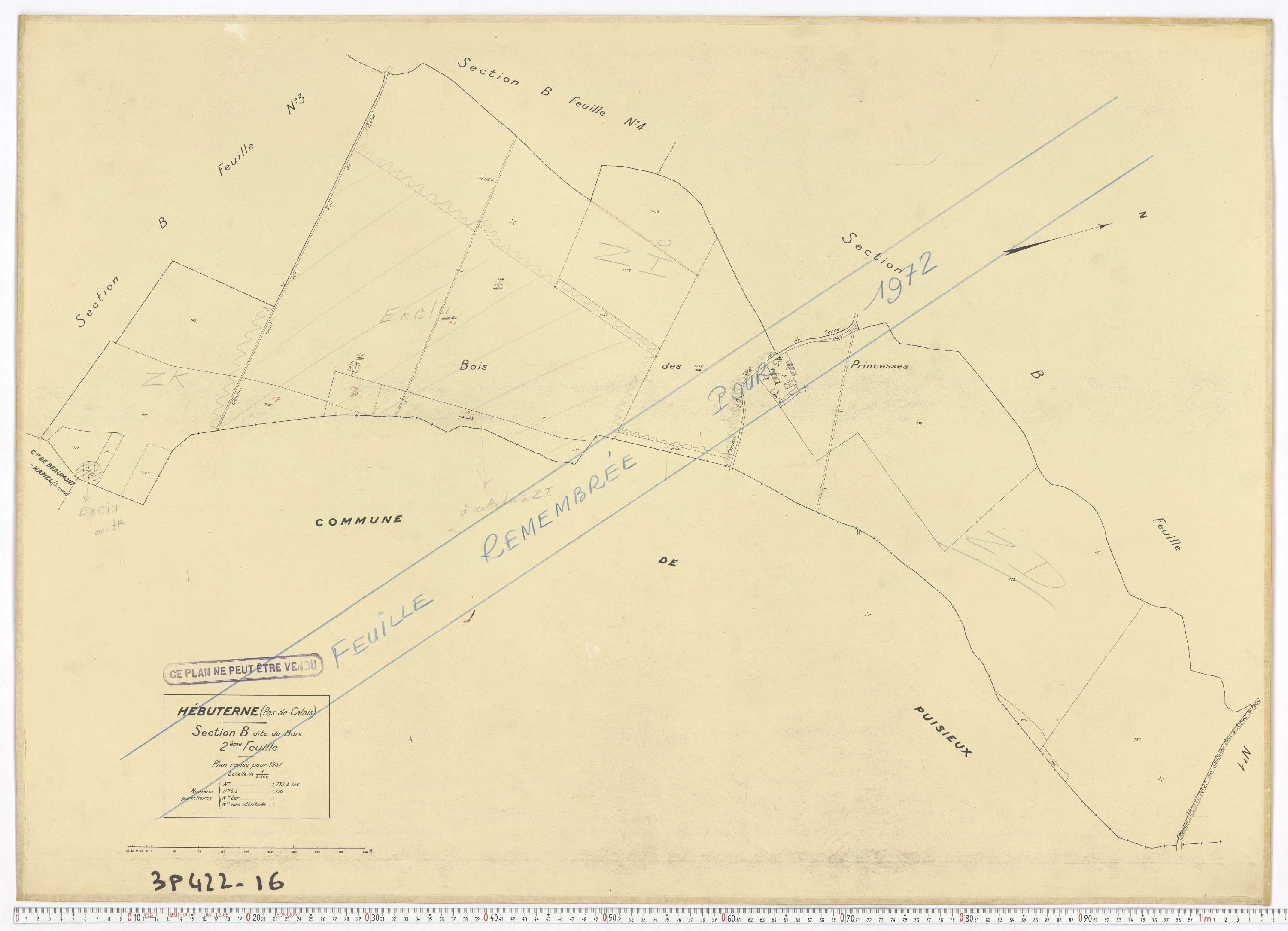 Hébuterne - Section B, feuille 2.