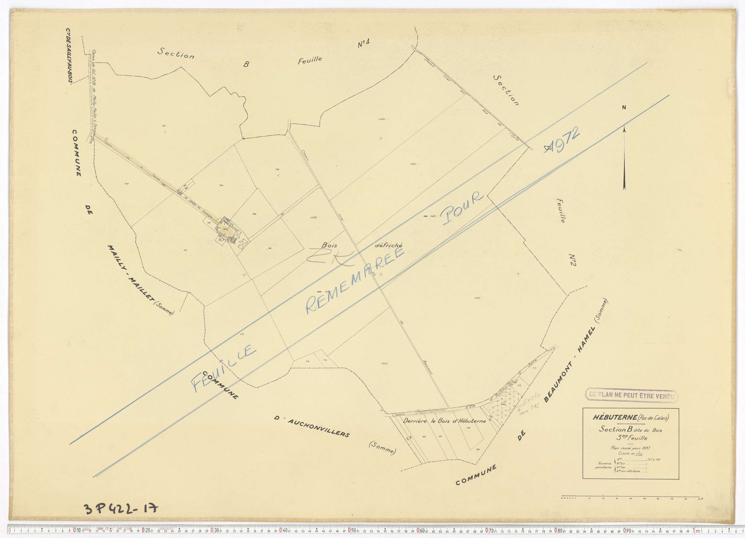 Hébuterne - Section B, feuille 3.