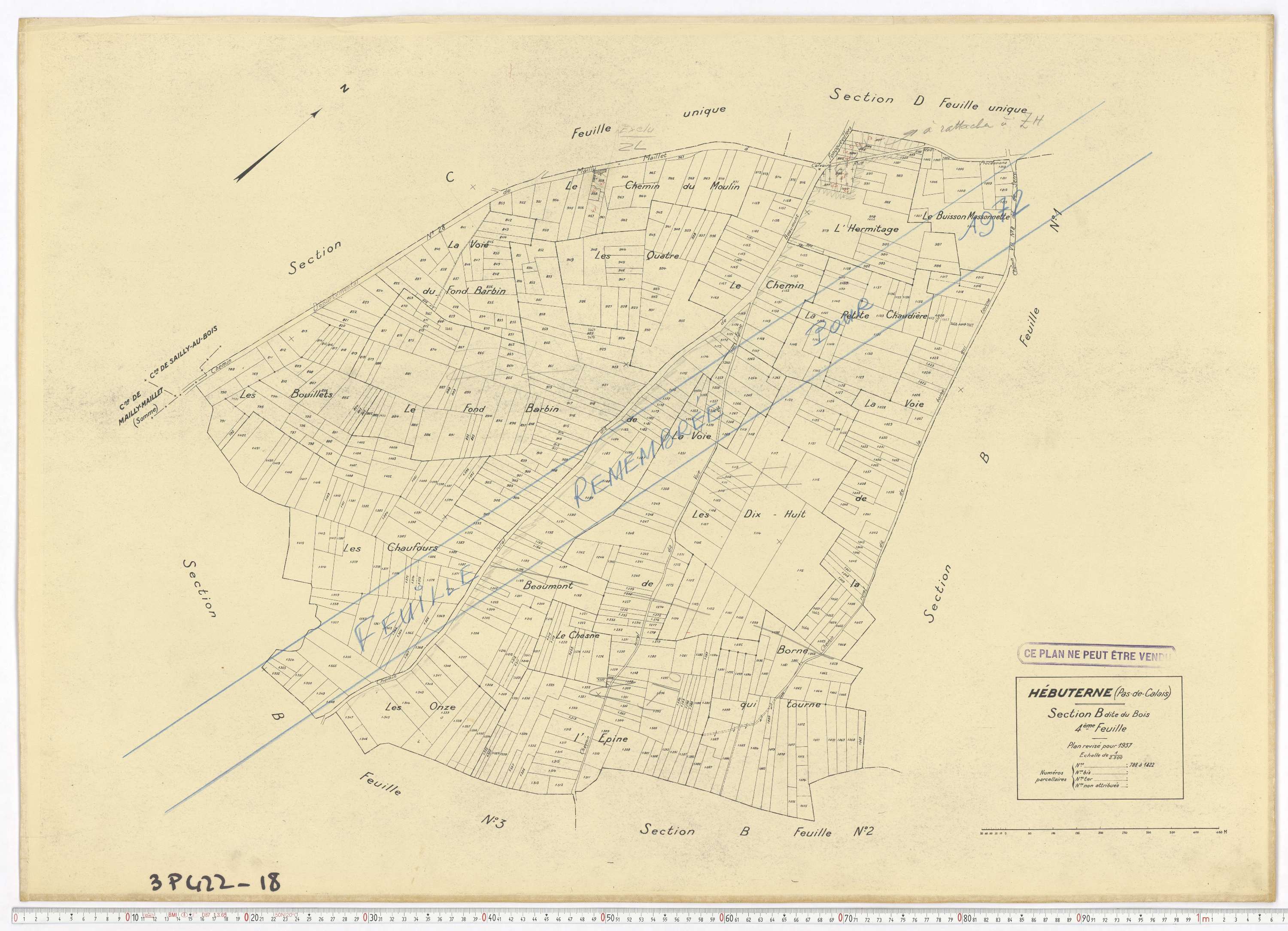 Hébuterne - Section B, feuille 4.