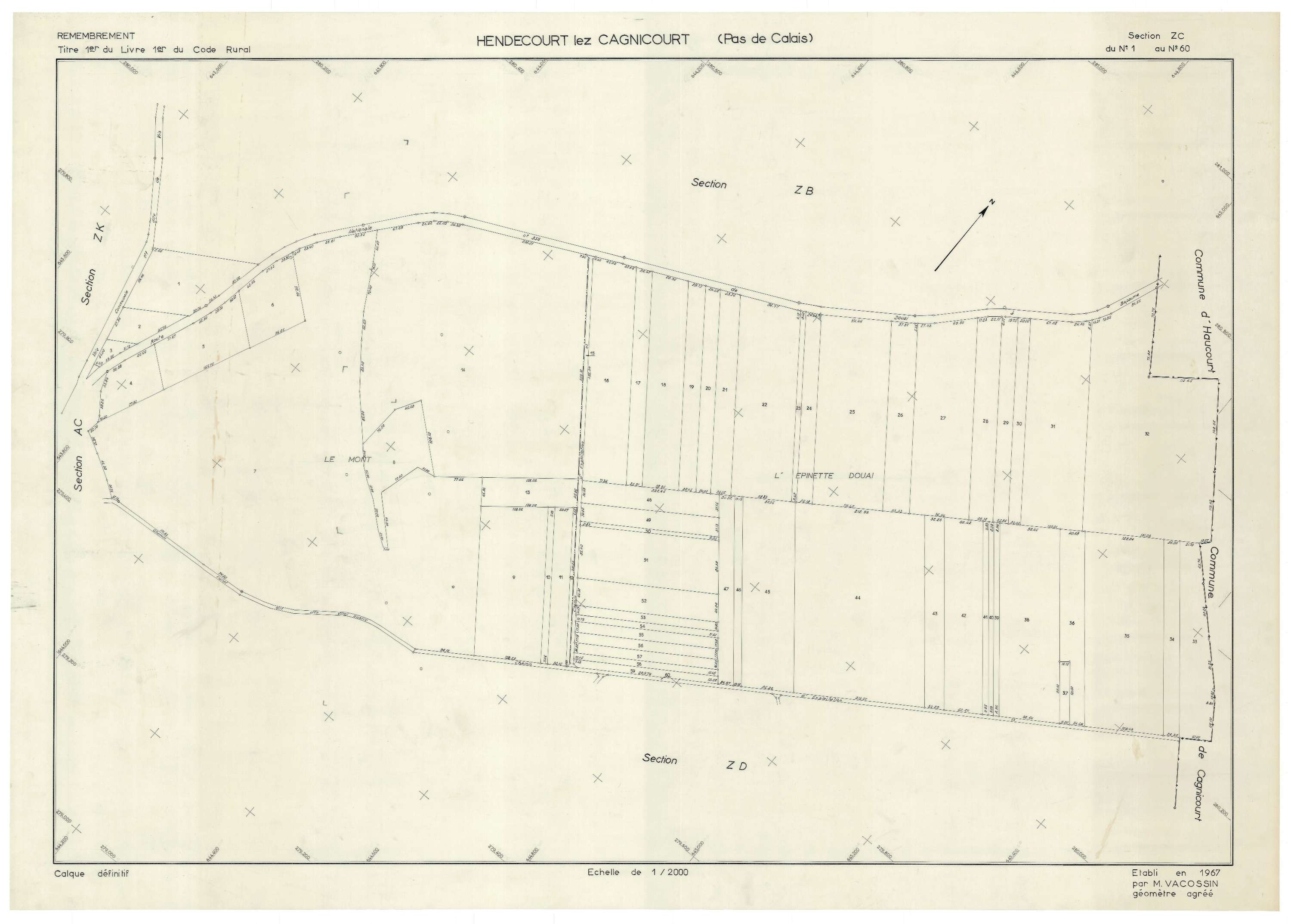 Hendecourt-lès-Cagnicourt - Plan de remembrement : section ZC.