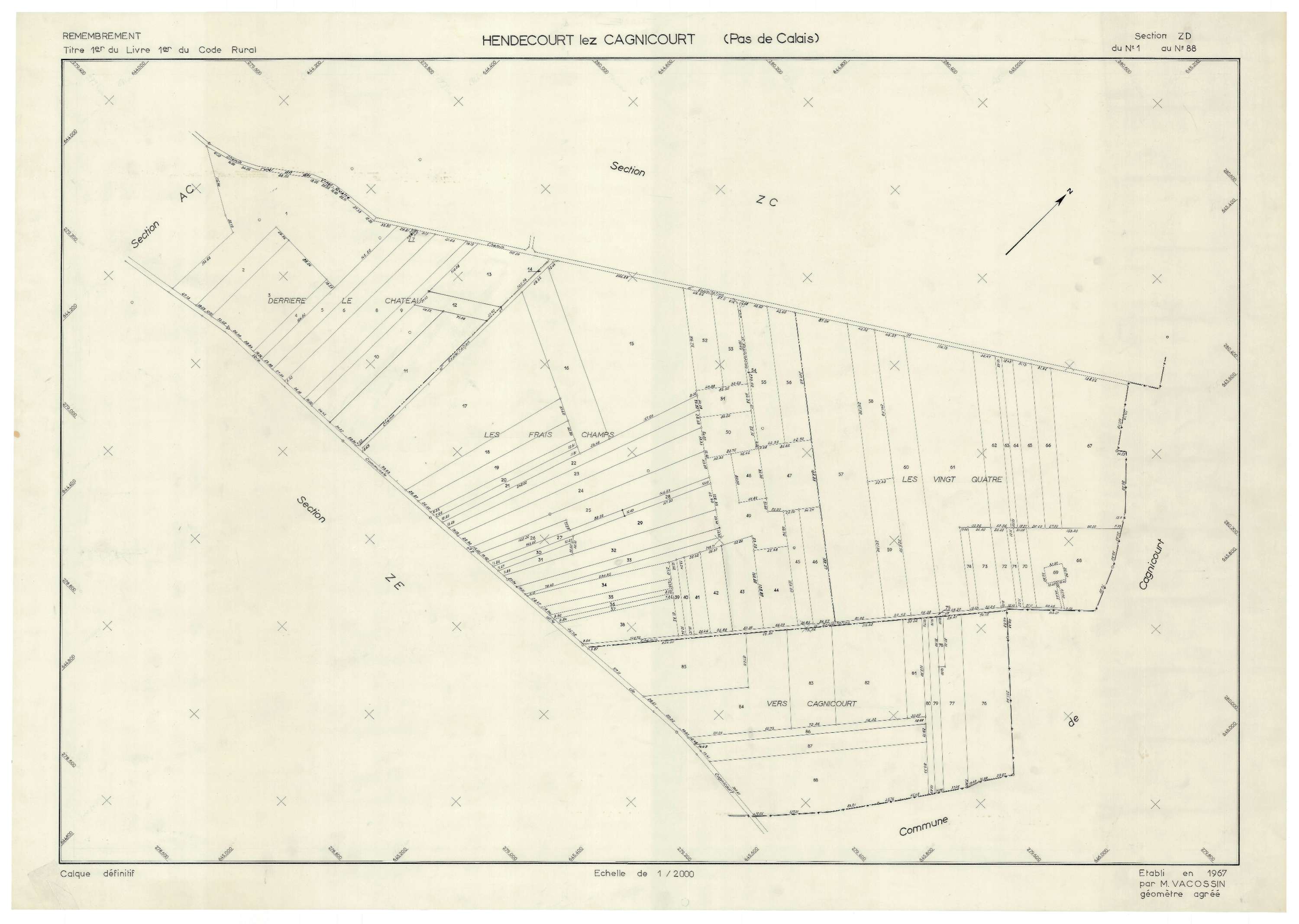 Hendecourt-lès-Cagnicourt - Plan de remembrement : section ZD.