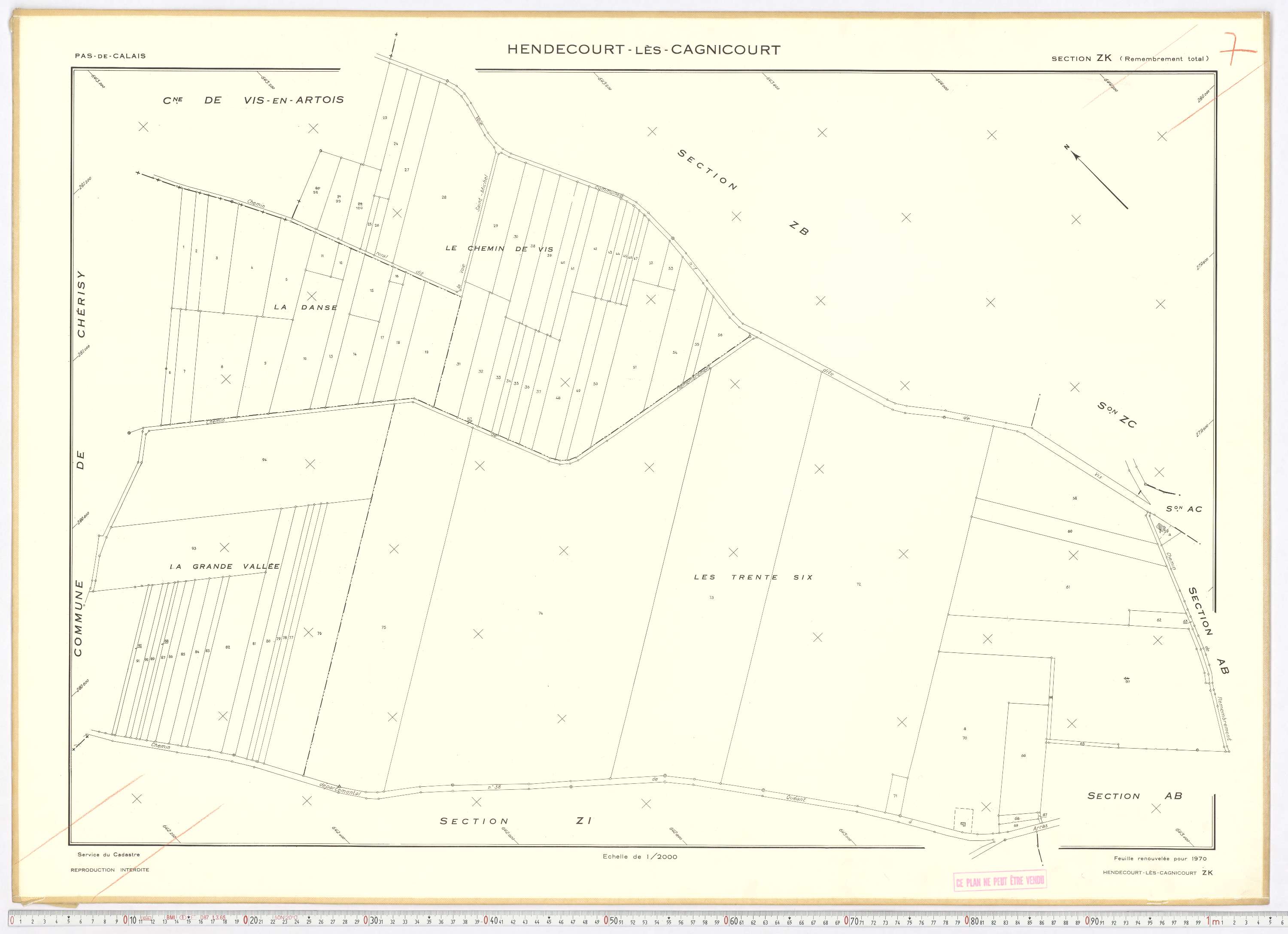 Hendecourt-lès-Cagnicourt - Section ZK.