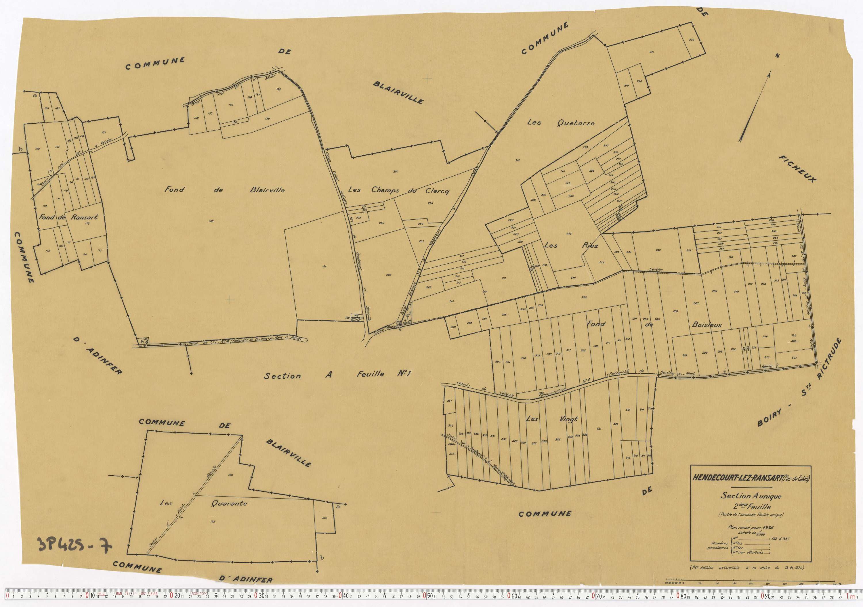 Hendecourt-lès-Ransart - Section A, feuille 2.