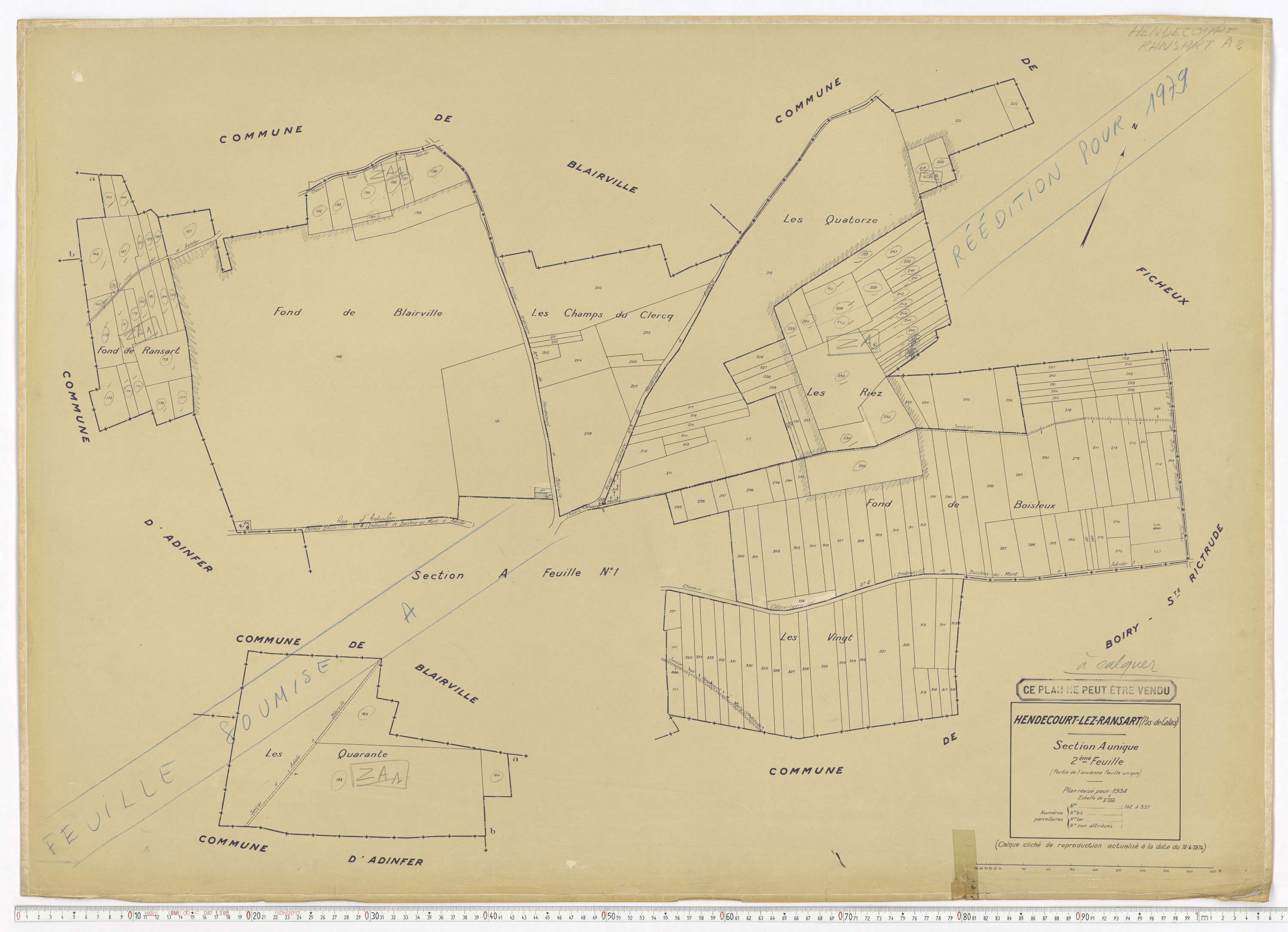 Hendecourt-lès-Ransart - Section A, feuille 2.