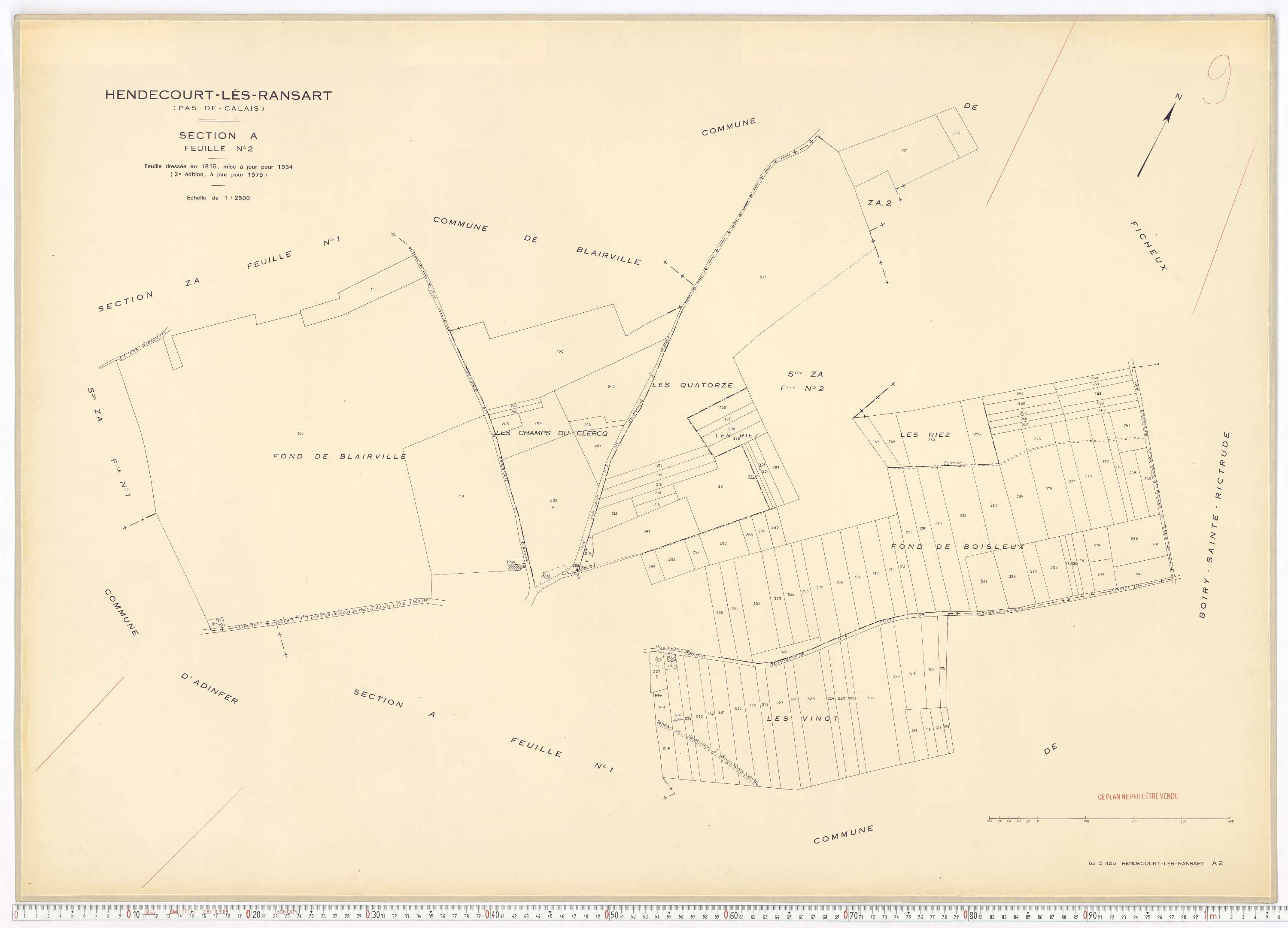 Hendecourt-lès-Ransart - Section A, feuille 2.