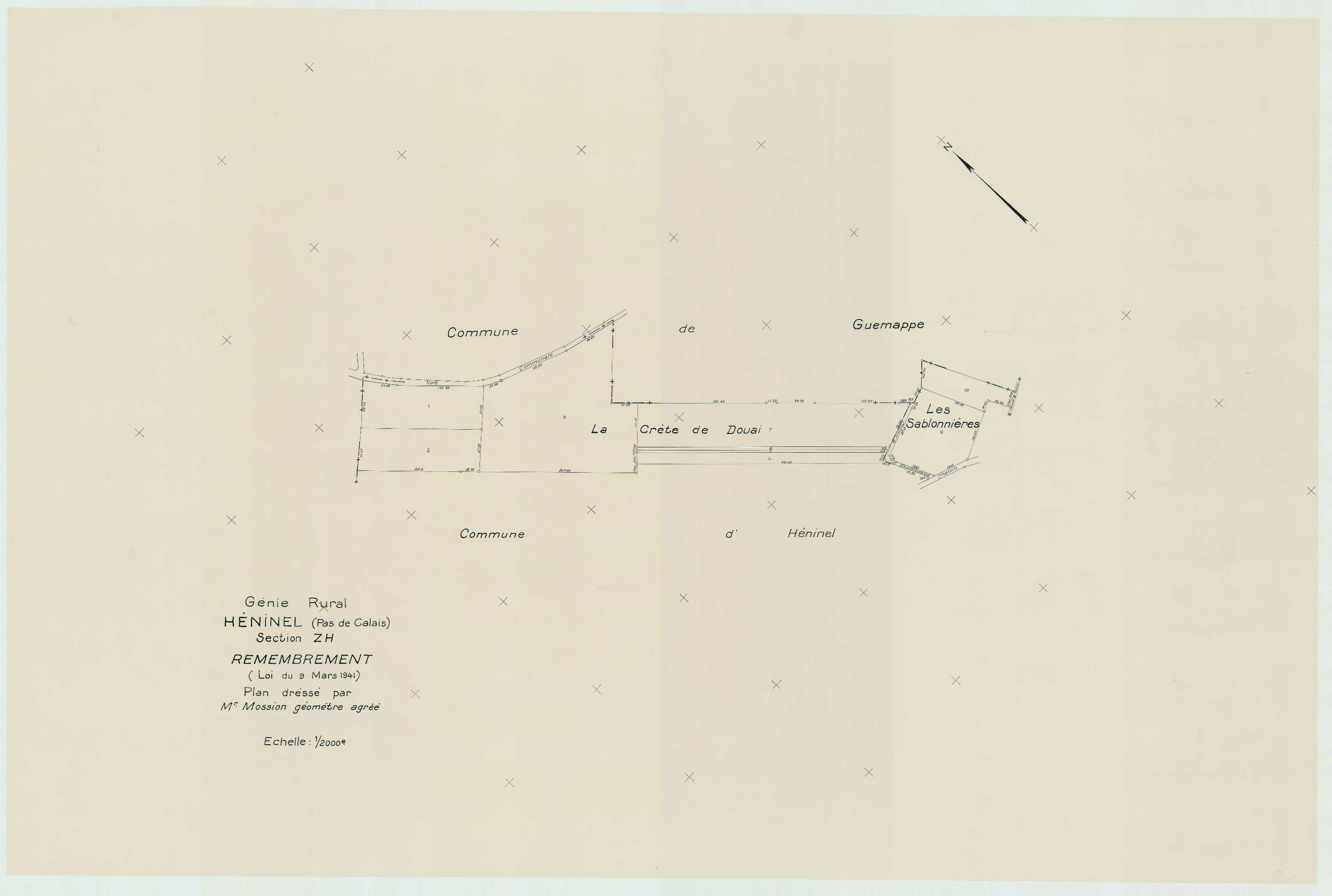 Héninel - Plan de remembrement : section ZH.