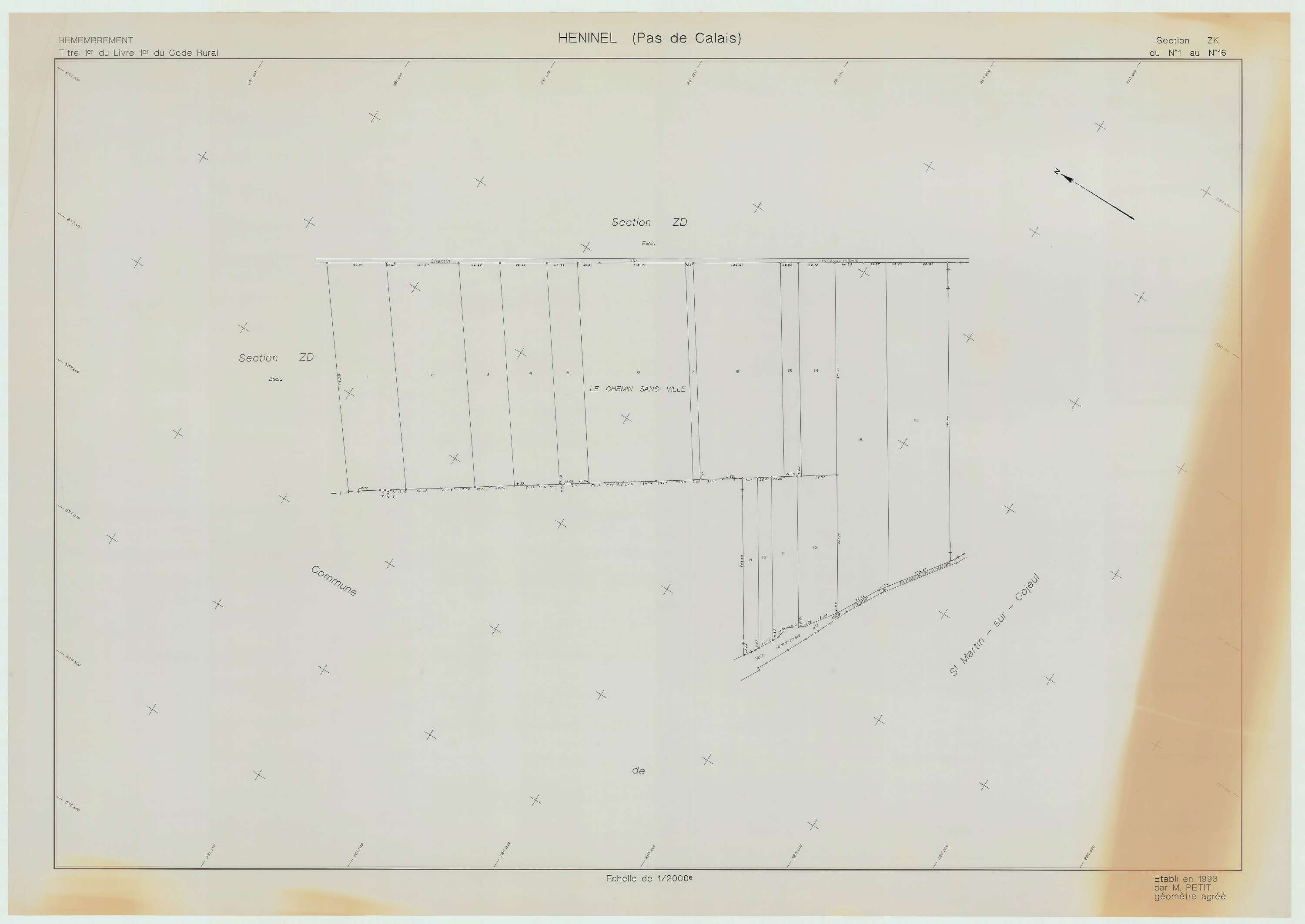 Héninel - Plan de remembrement : section ZK.