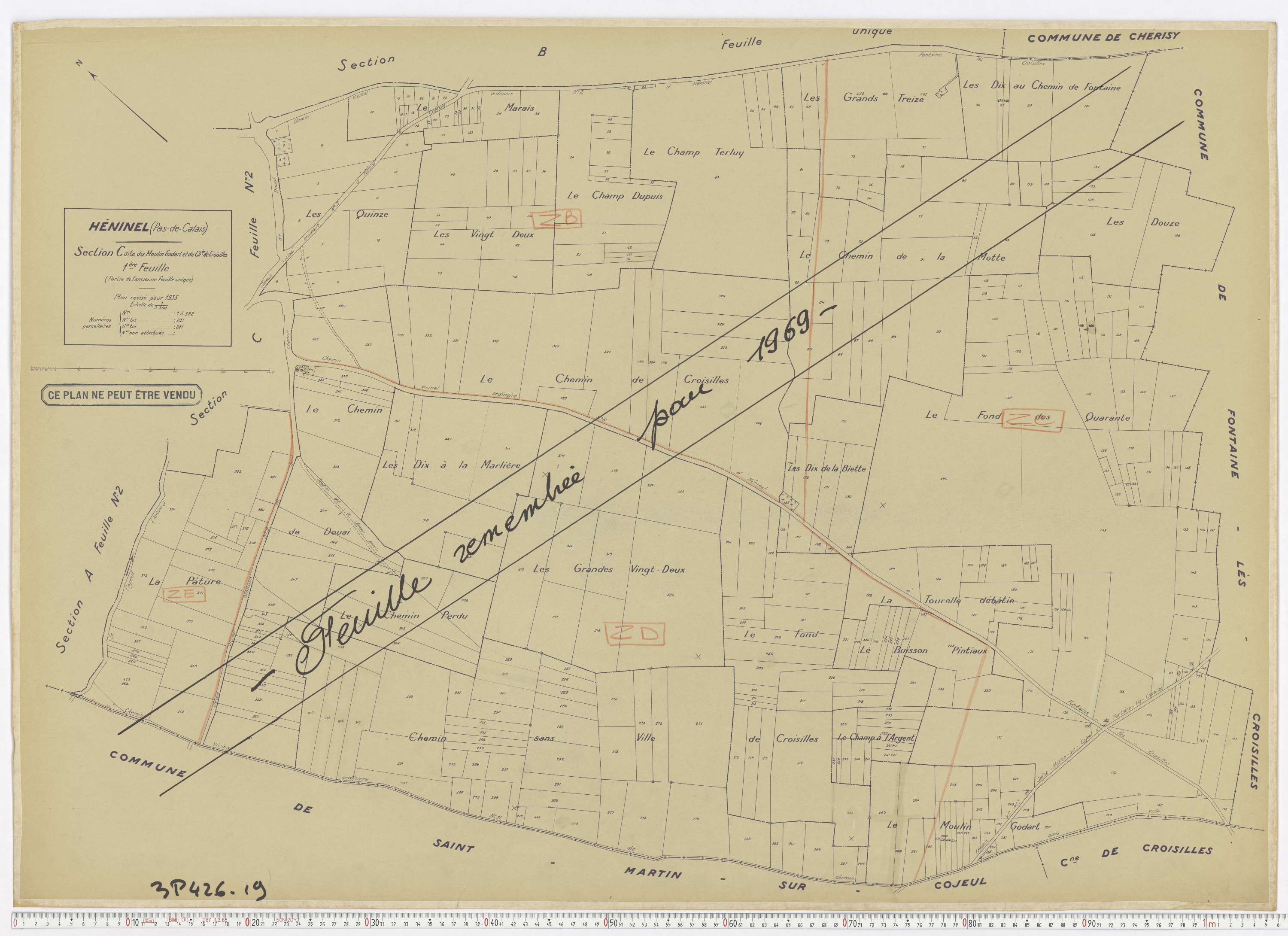 Héninel - Section C, feuille 1.
