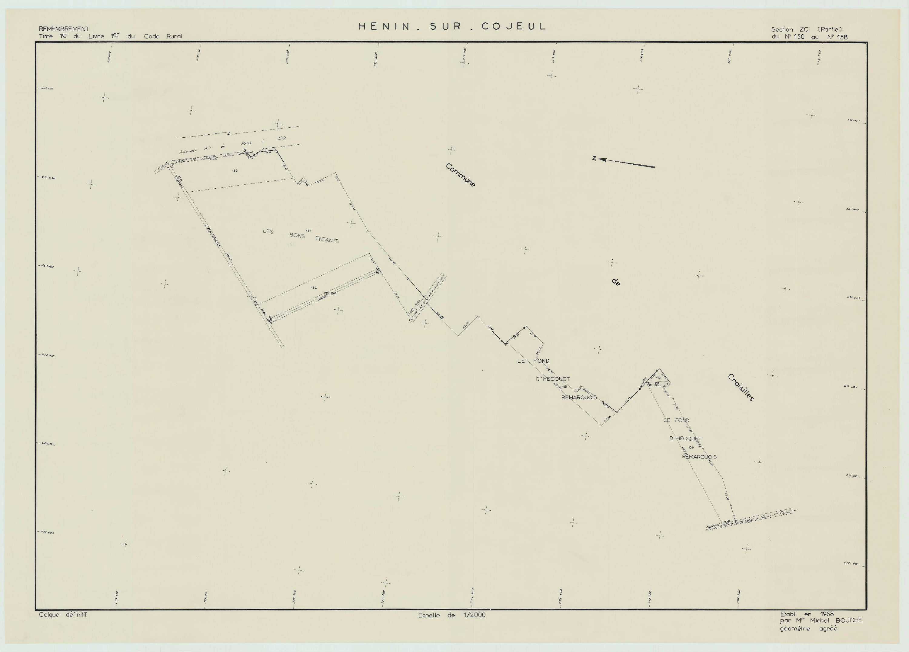 Hénin-sur-Cojeul - Plan de remembrement : section ZC.