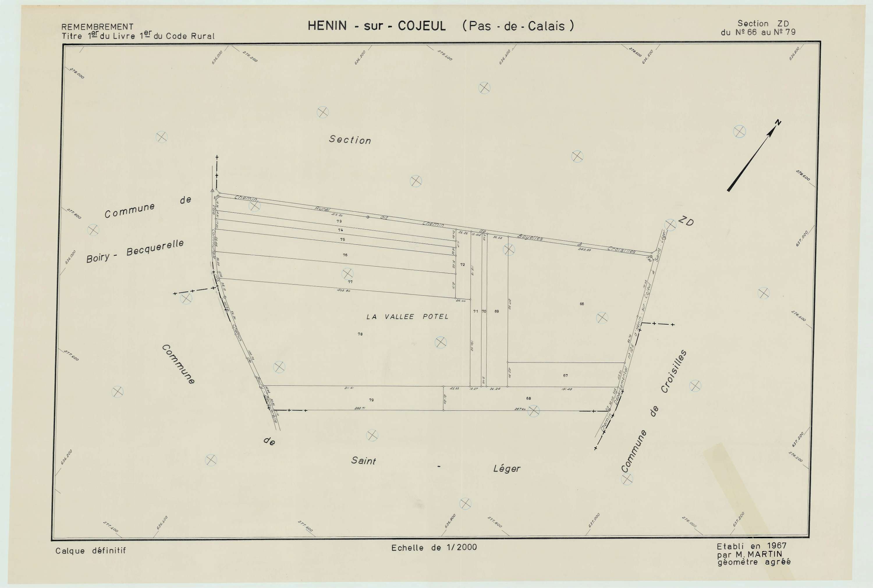 Hénin-sur-Cojeul - Plan de remembrement : section ZD.