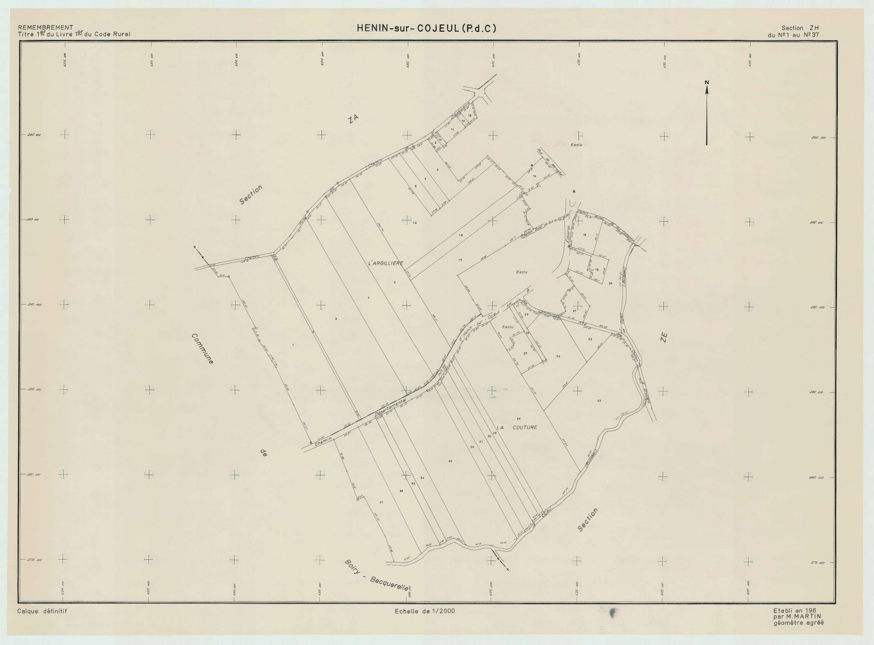 Hénin-sur-Cojeul - Plan de remembrement : section ZH.