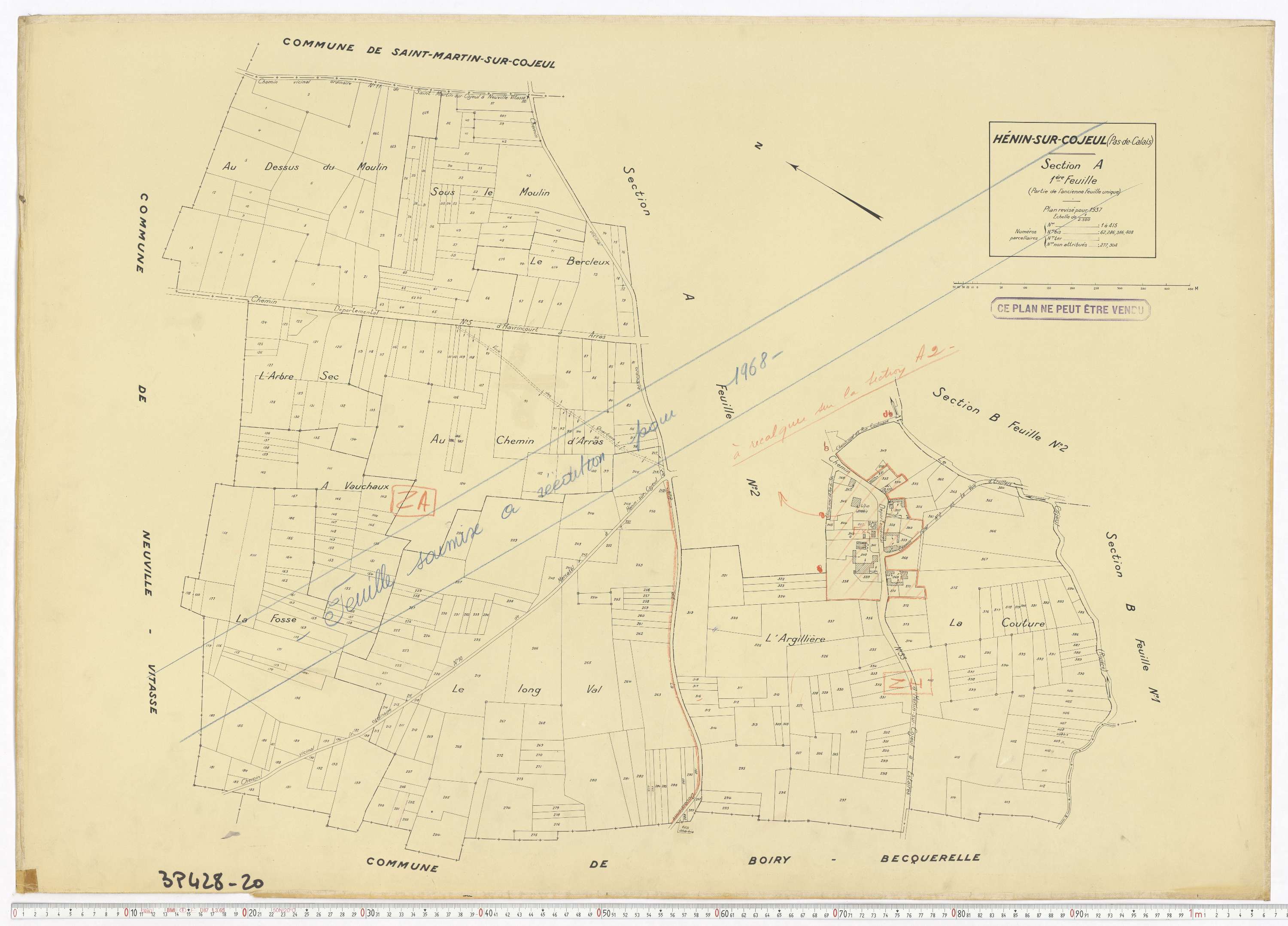 Hénin-sur-Cojeul - Section A, feuille 1.